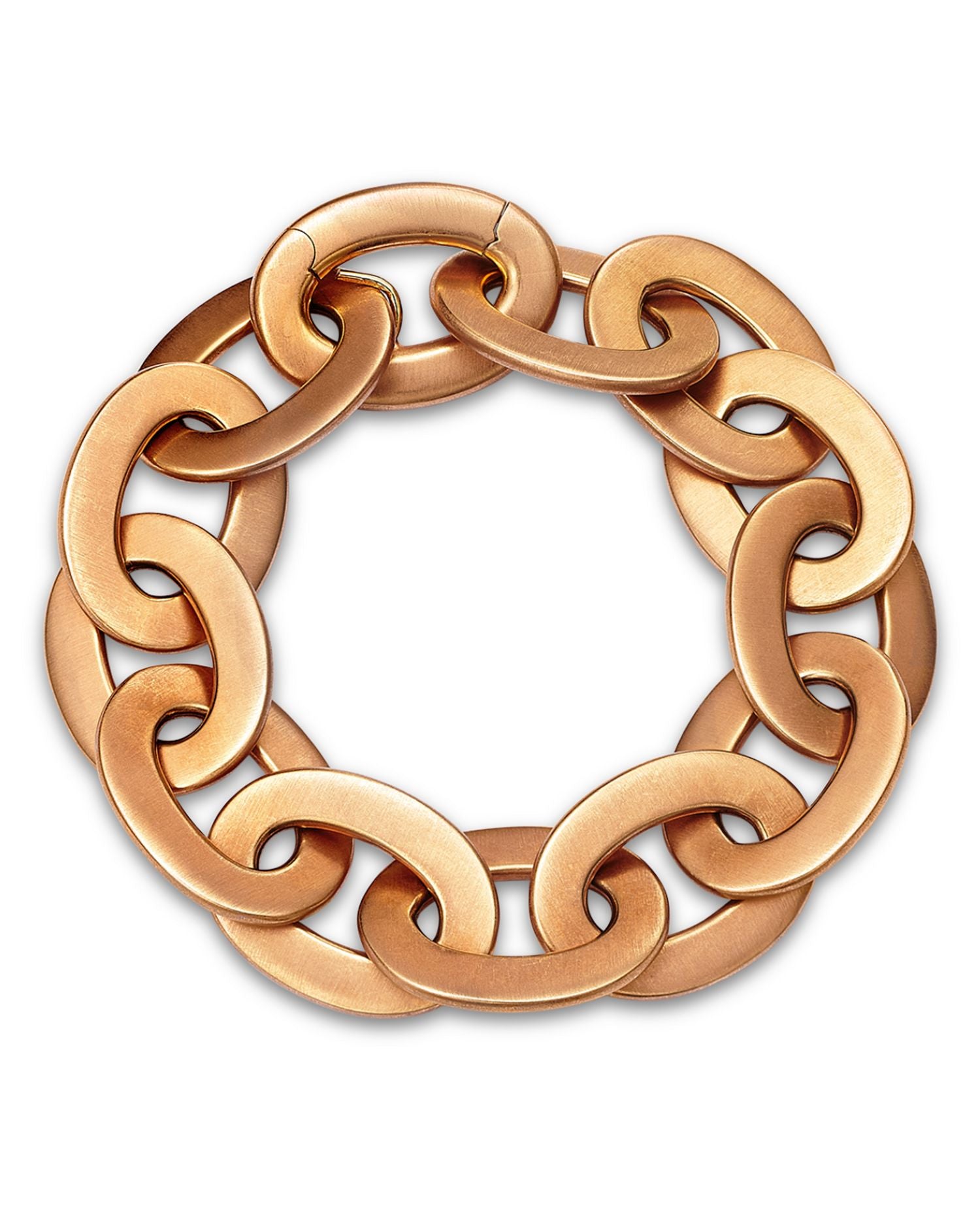 18K Rose Gold Flat Oval Link Bracelet