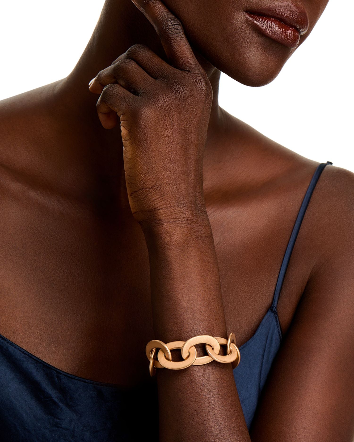 18K Rose Gold Flat Oval Link Bracelet