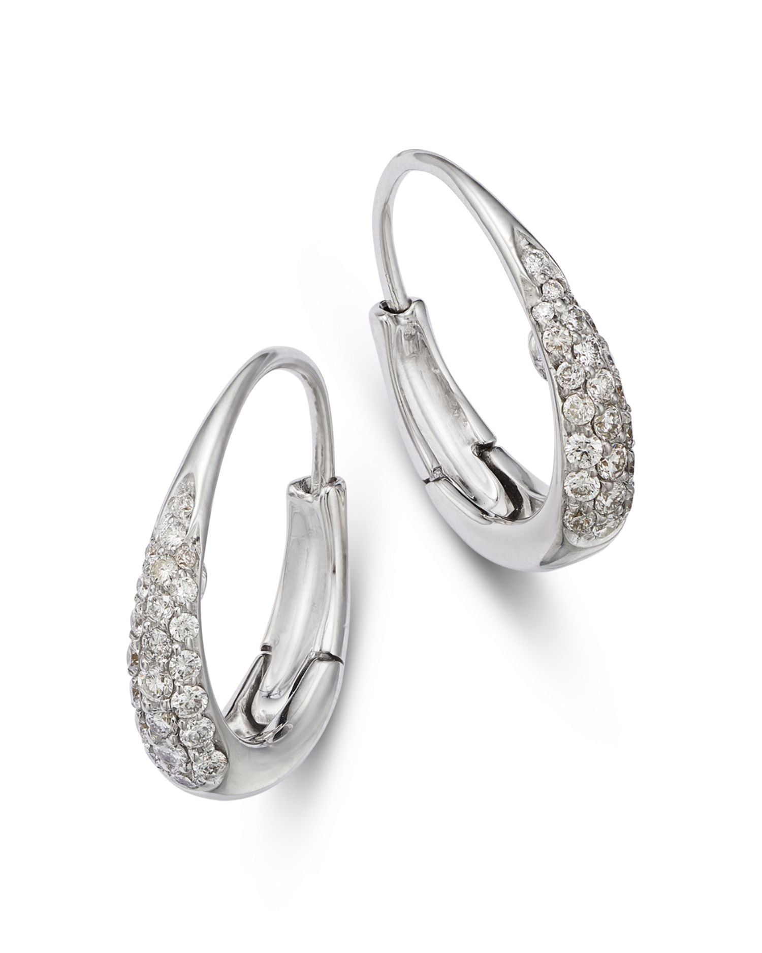 18K White Gold Diamond Oval Earrings, 0.6 ct. t.w.