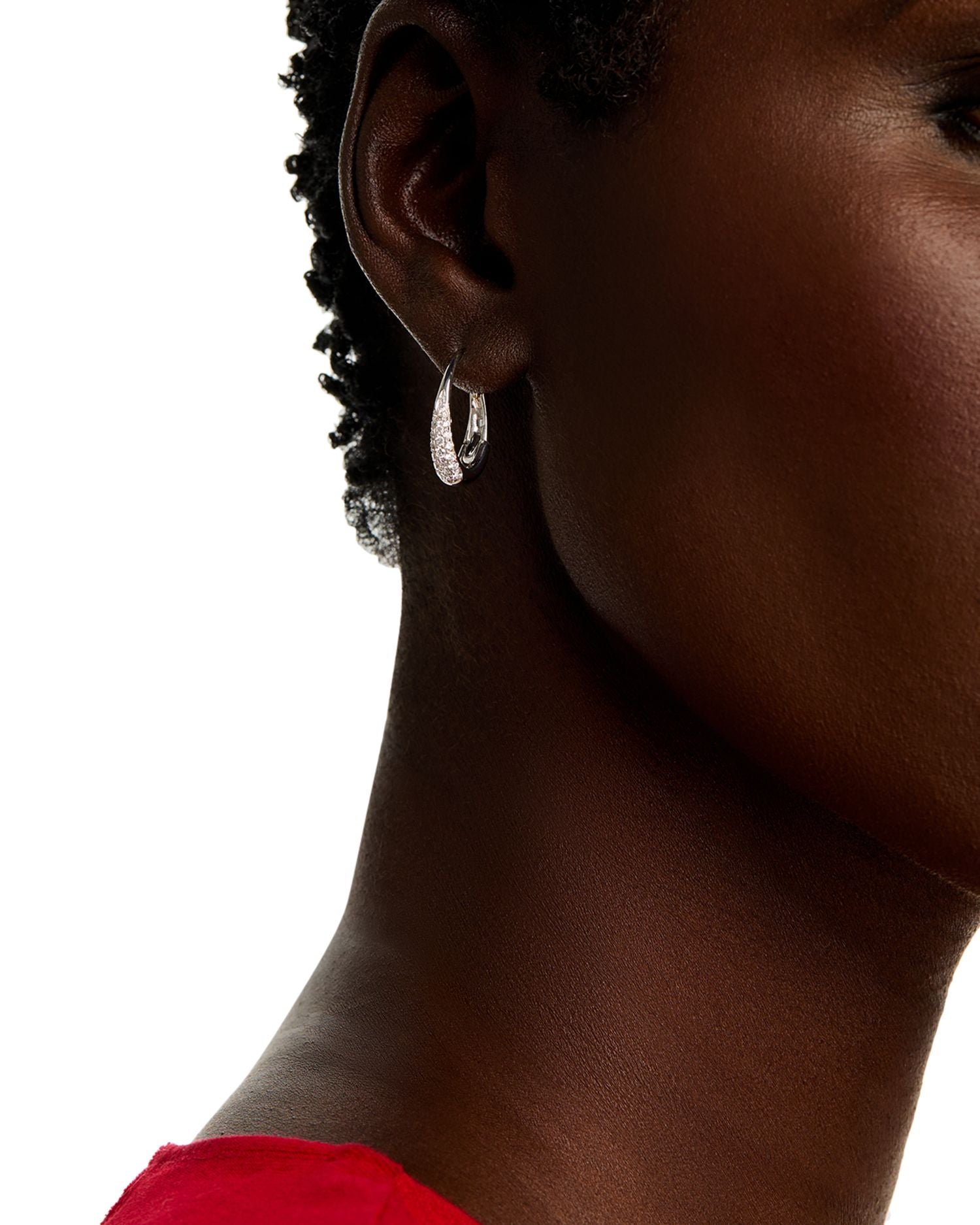 18K White Gold Diamond Oval Earrings, 0.6 ct. t.w.