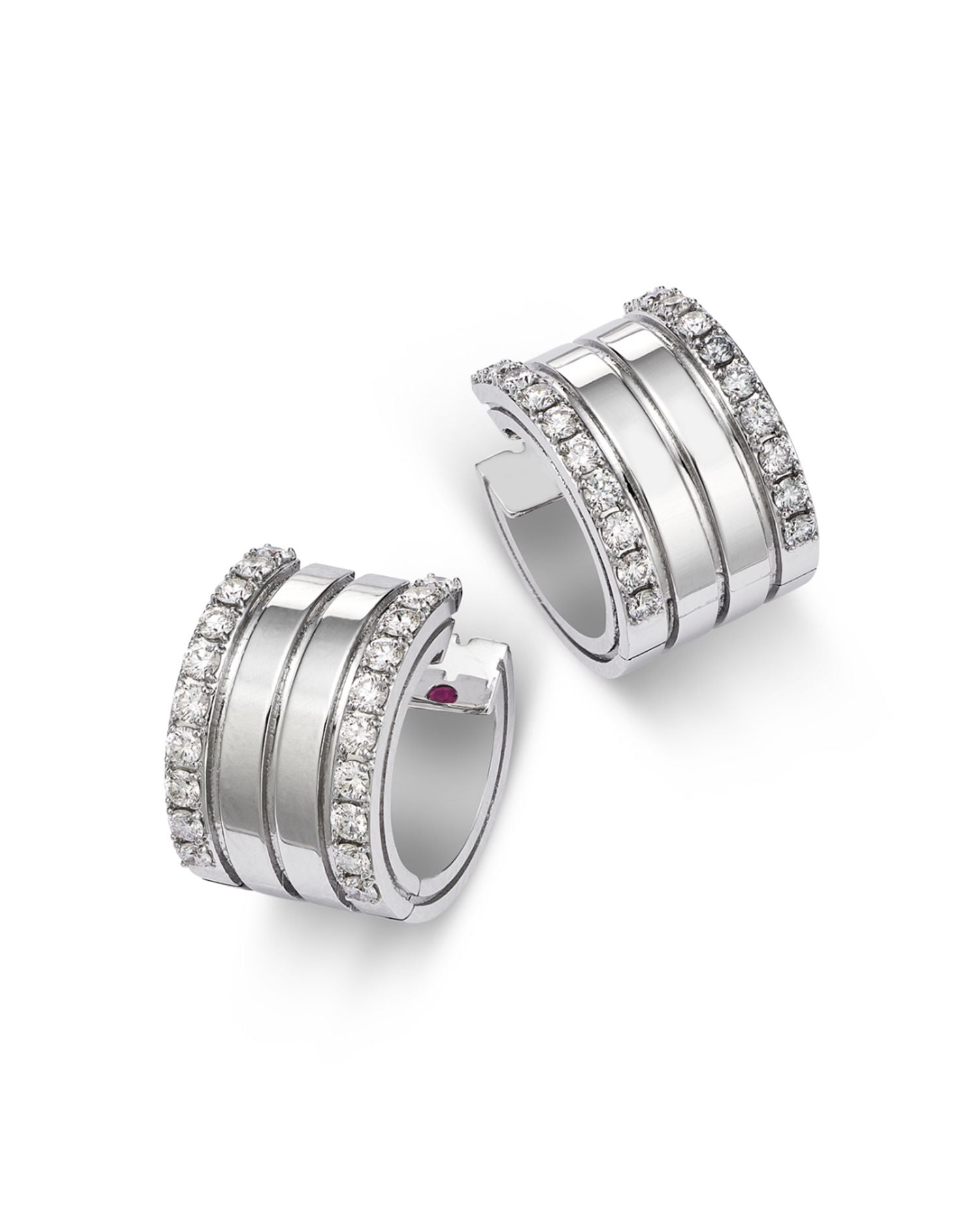 18K White Gold Diamond Portofino 4 Row Half Pavé Earrings, 0.82 ct. t.w.