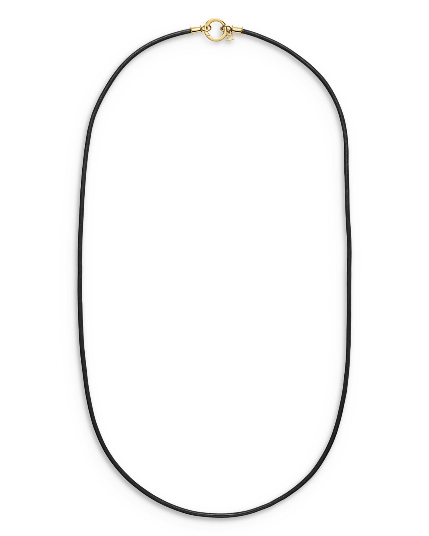 18K Yellow Gold Black Leather Cord Necklace, 32'