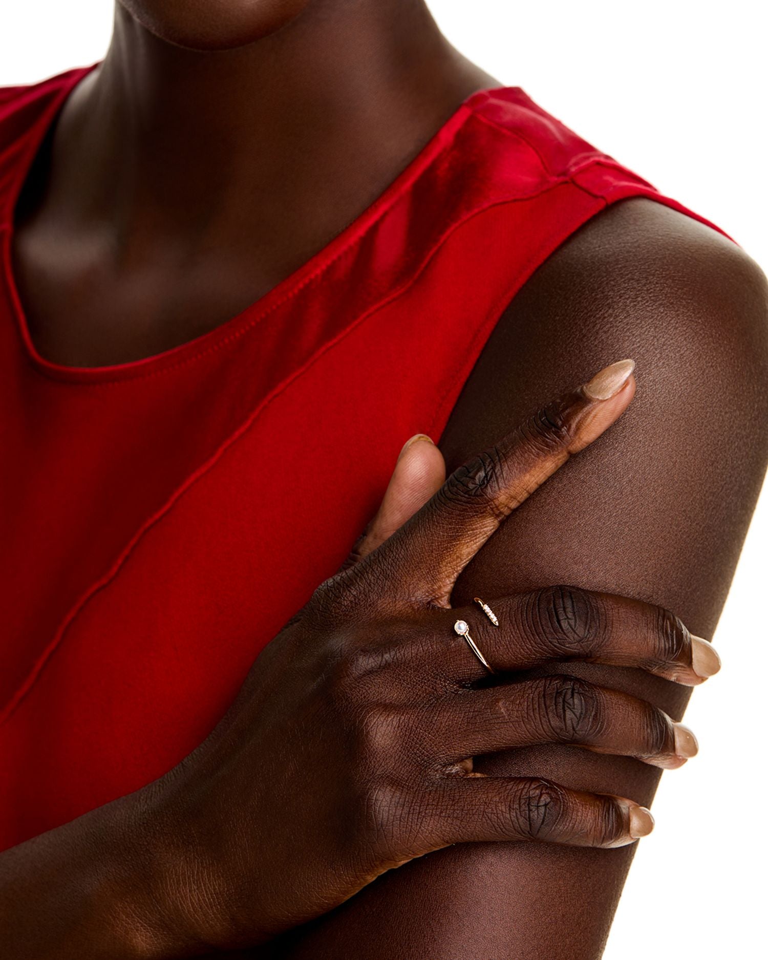 14K Yellow Gold Pearl & Pavé Diamond Bypass Ring
