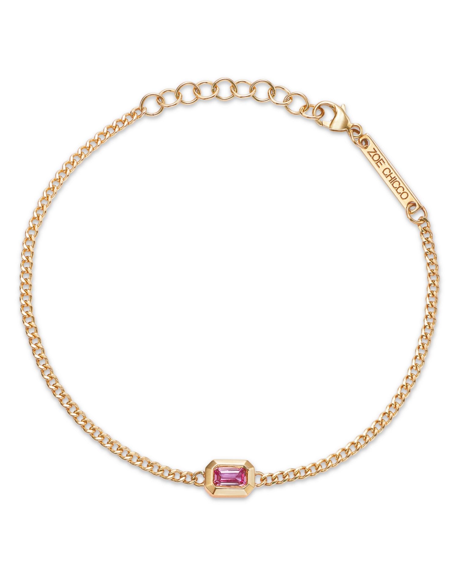 14K Yellow Gold Pink Sapphire Pendant Bracelet