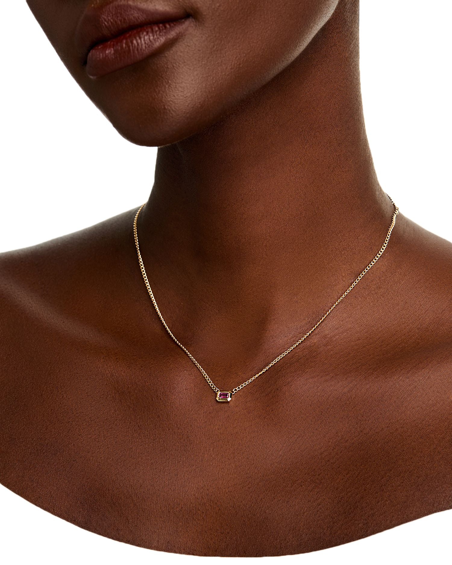 14K Yellow Gold Pink Sapphire Pendant Necklace, 14-16'