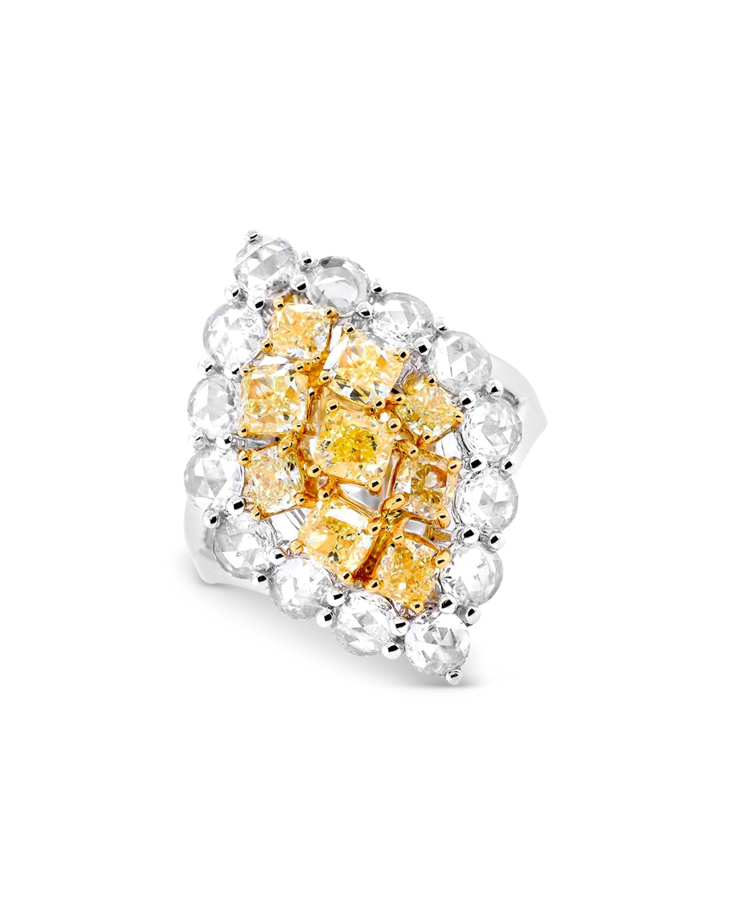 18K Gold Yellow Diamond Halo Ring, 4.4 ct. t.w.