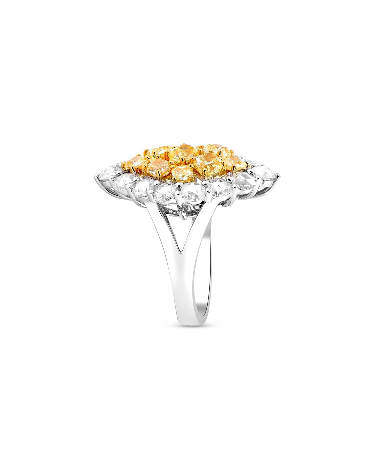 18K Gold Yellow Diamond Halo Ring, 4.4 ct. t.w.