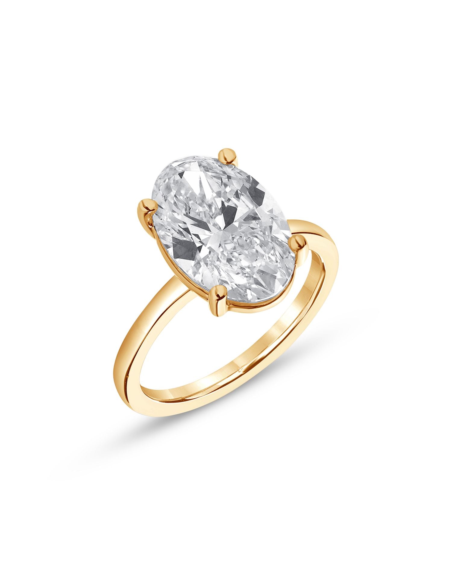 Certified Lab Grown Oval Diamond Engagement Ring in 18K Yellow Gold, 6.0 ct. t.w.
