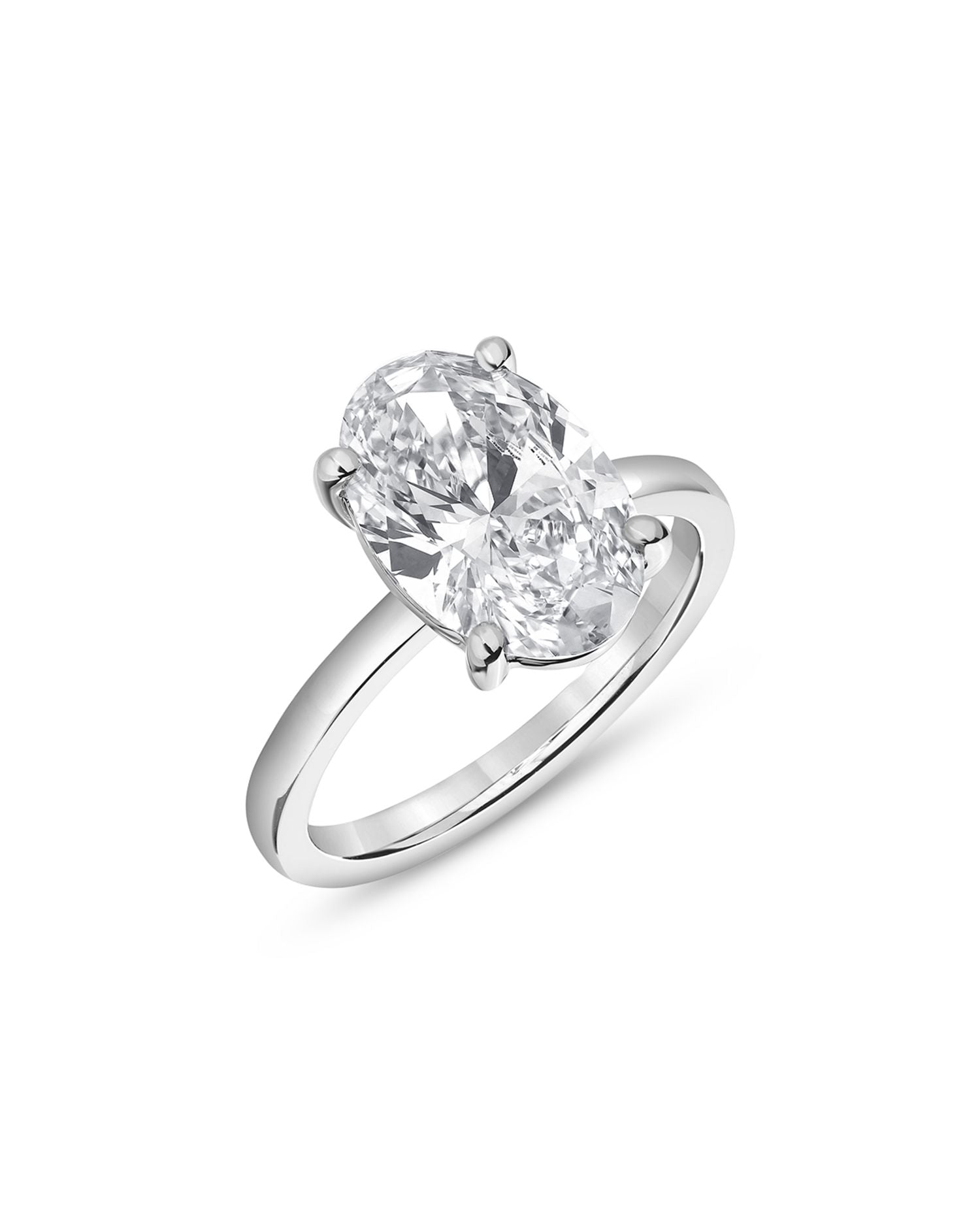 Certified Lab Grown Oval Diamond Engagement Ring in 18K White Gold, 6.0 ct. t.w.
