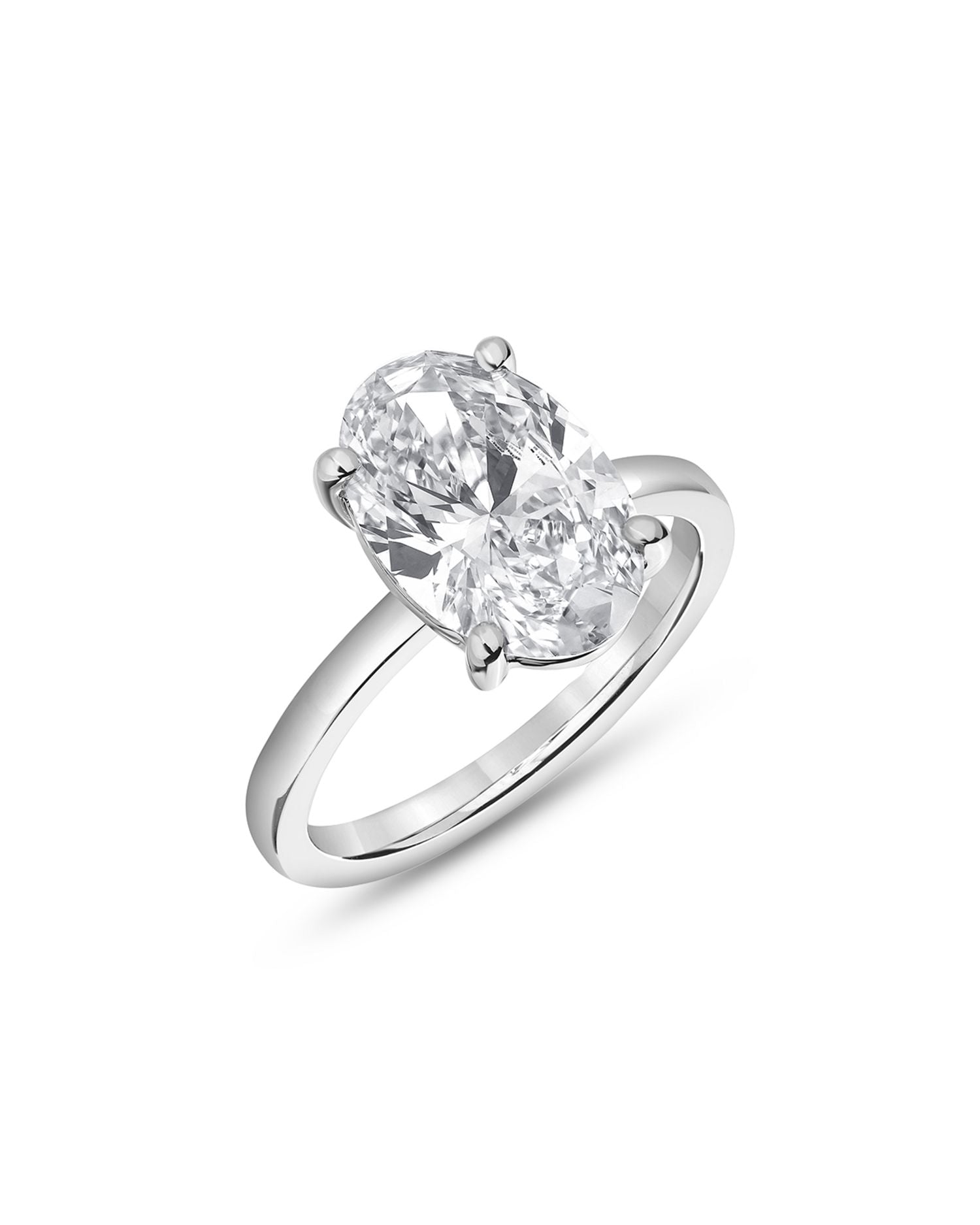 Certified Lab Grown Oval Diamond Engagement Ring in 18K White Gold, 2.0 ct. t.w.