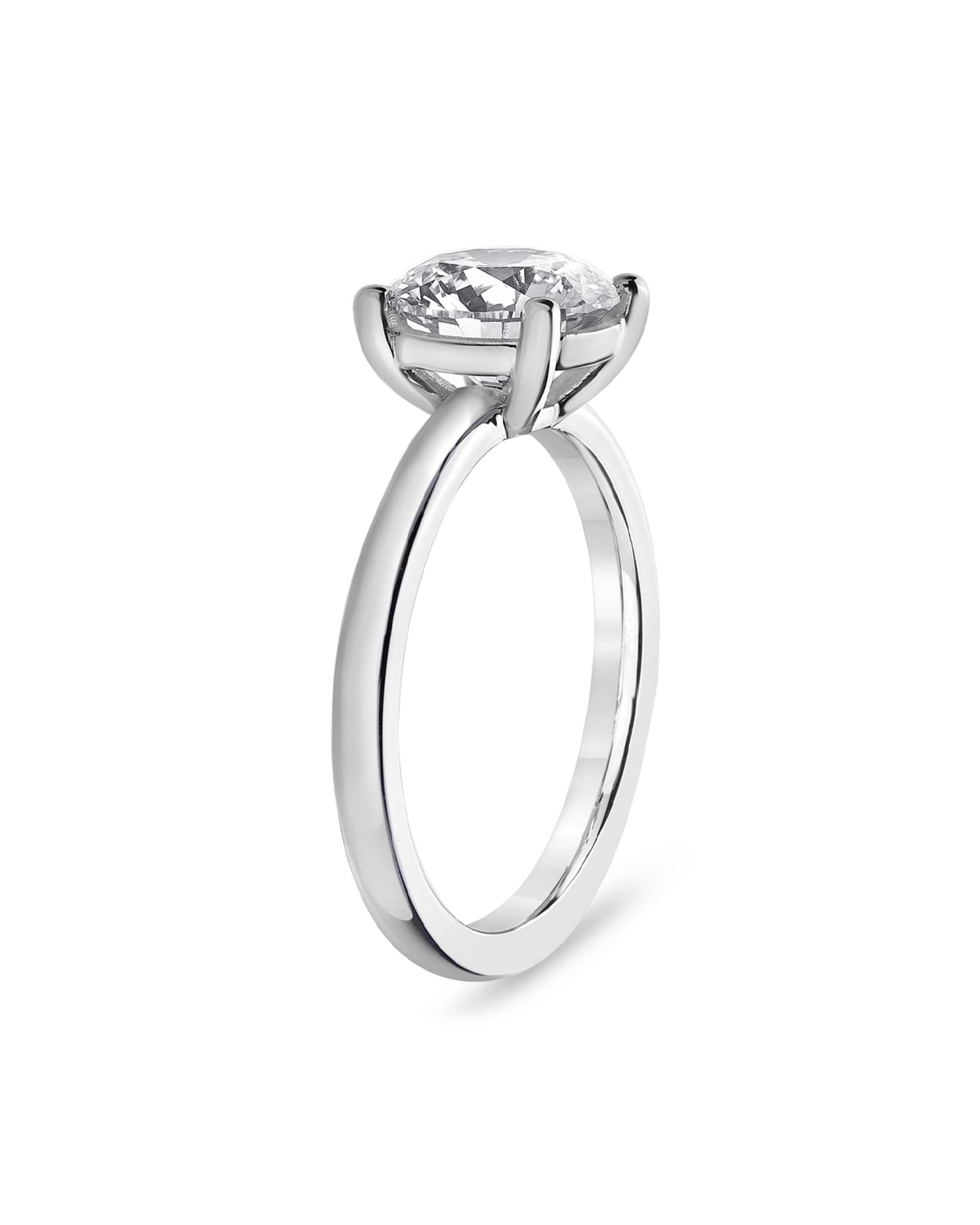 Certified Lab Grown Round Diamond Engagement Ring in 18K White Gold, 5.0 ct. t.w.