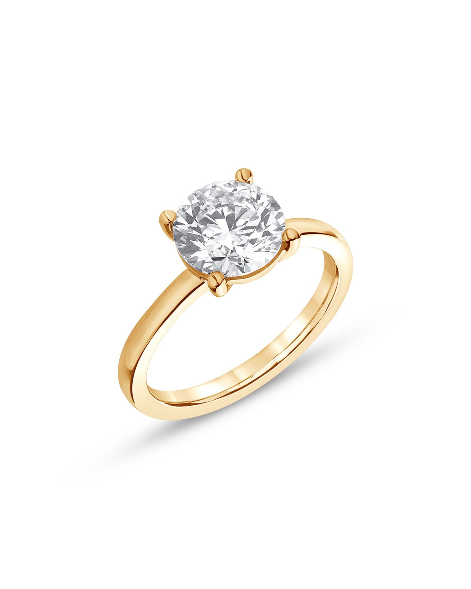 Certified Lab Grown Round Diamond Engagement Ring in 18K Yellow Gold, 6.0 ct. t.w.