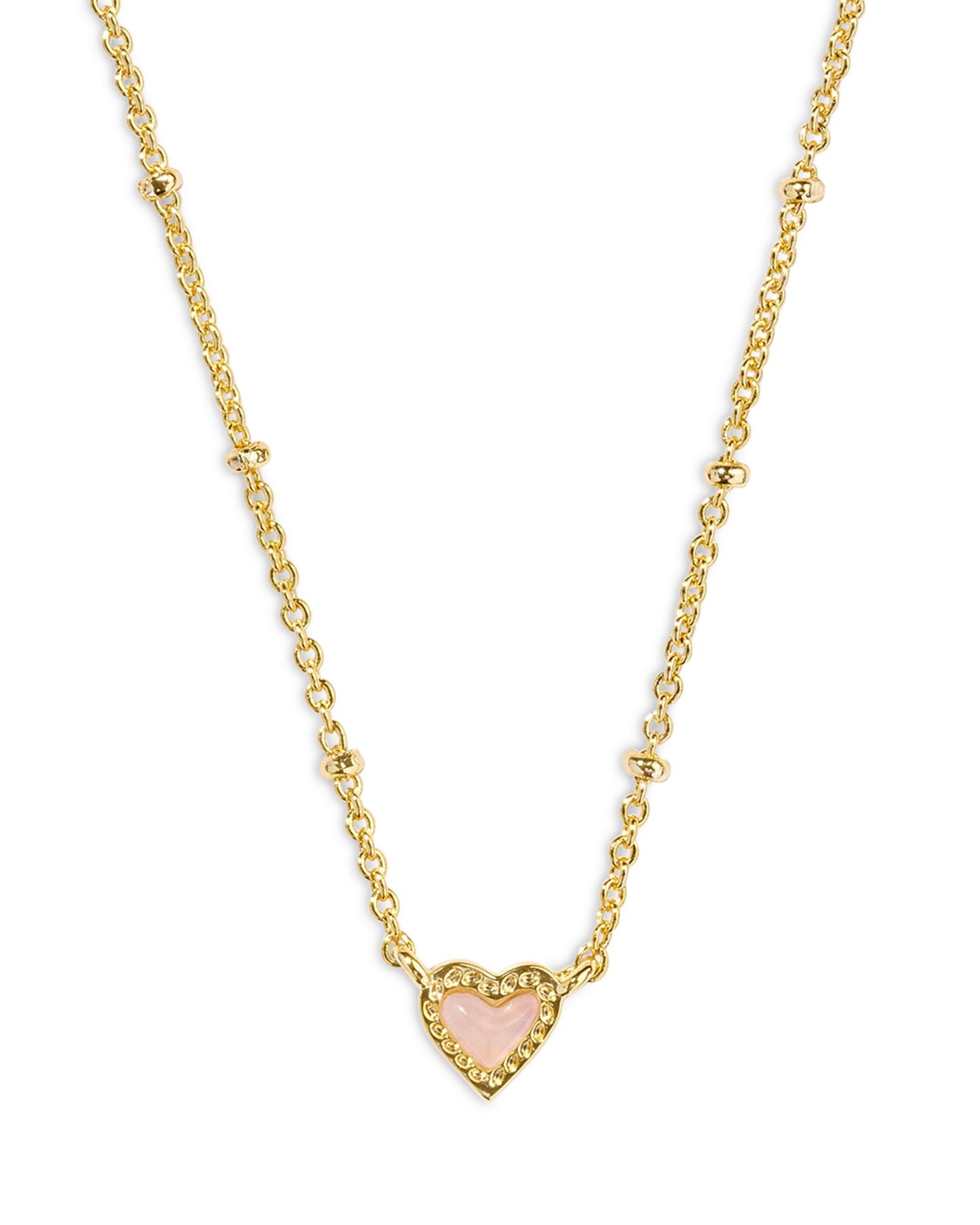 Ari Pink Quartz Mini Heart Pendant Necklace, 19'