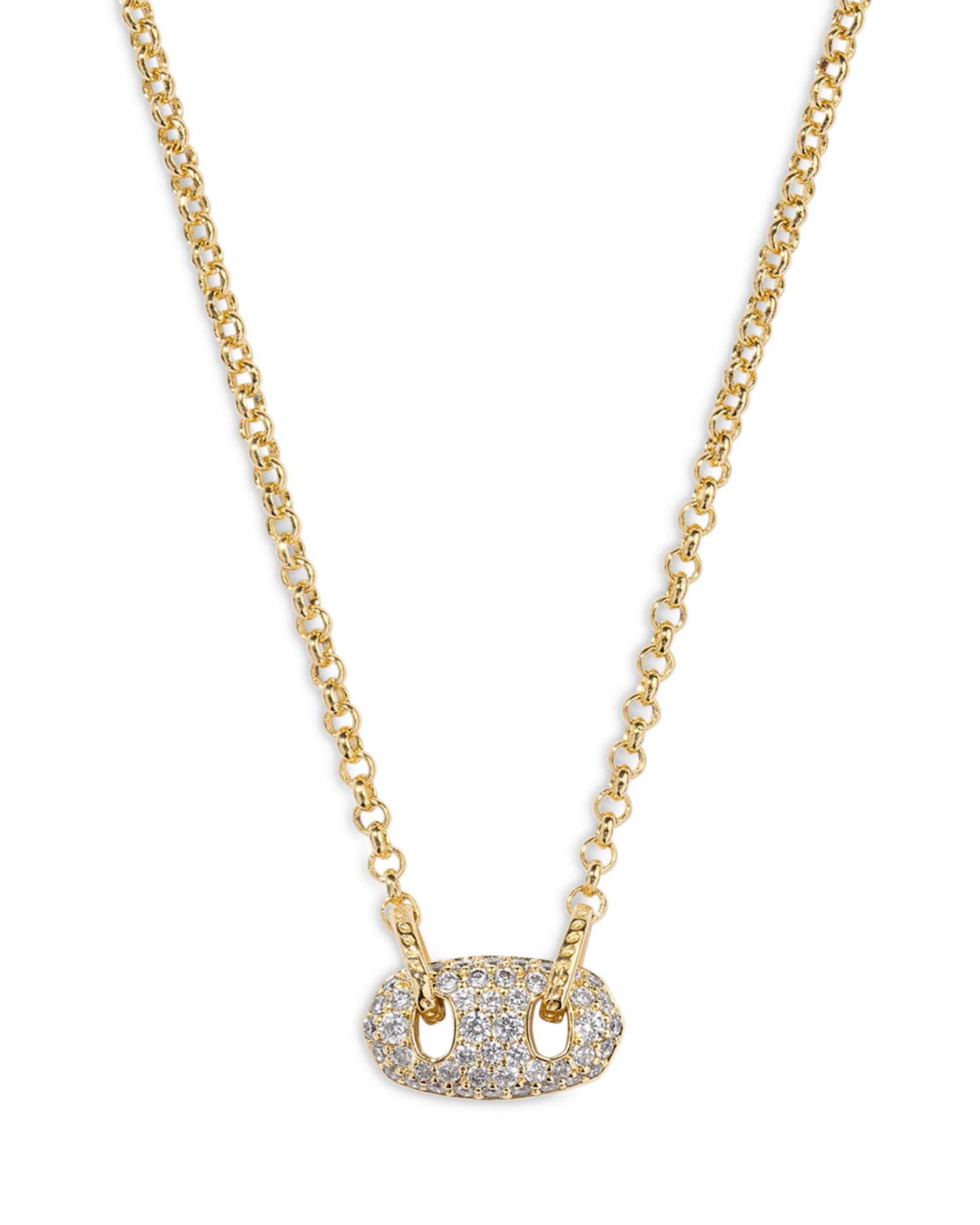 Bailey Pavé Link Adjustable Pendant Necklace, 17.3-19.3'