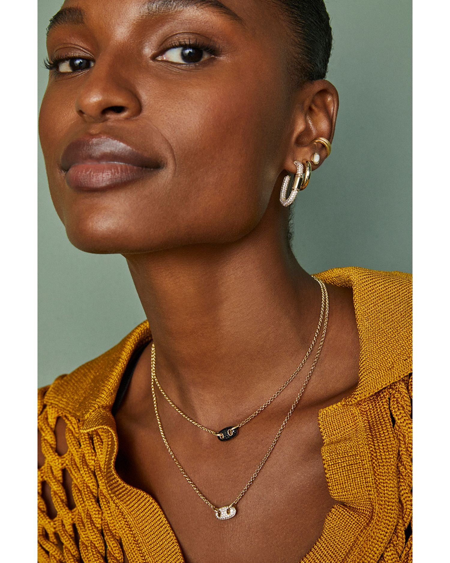 Bailey Pavé Link Adjustable Pendant Necklace, 17.3-19.3'