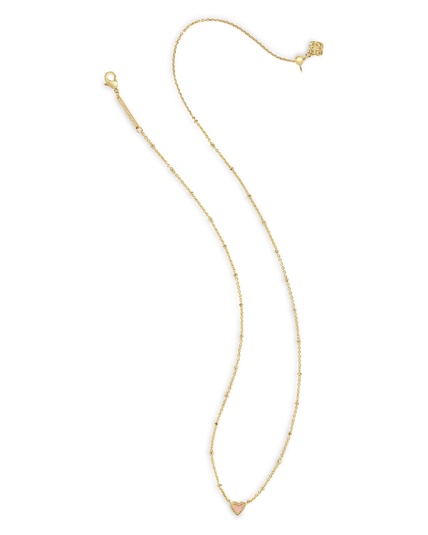 Ari Pink Quartz Mini Heart Pendant Necklace, 19'