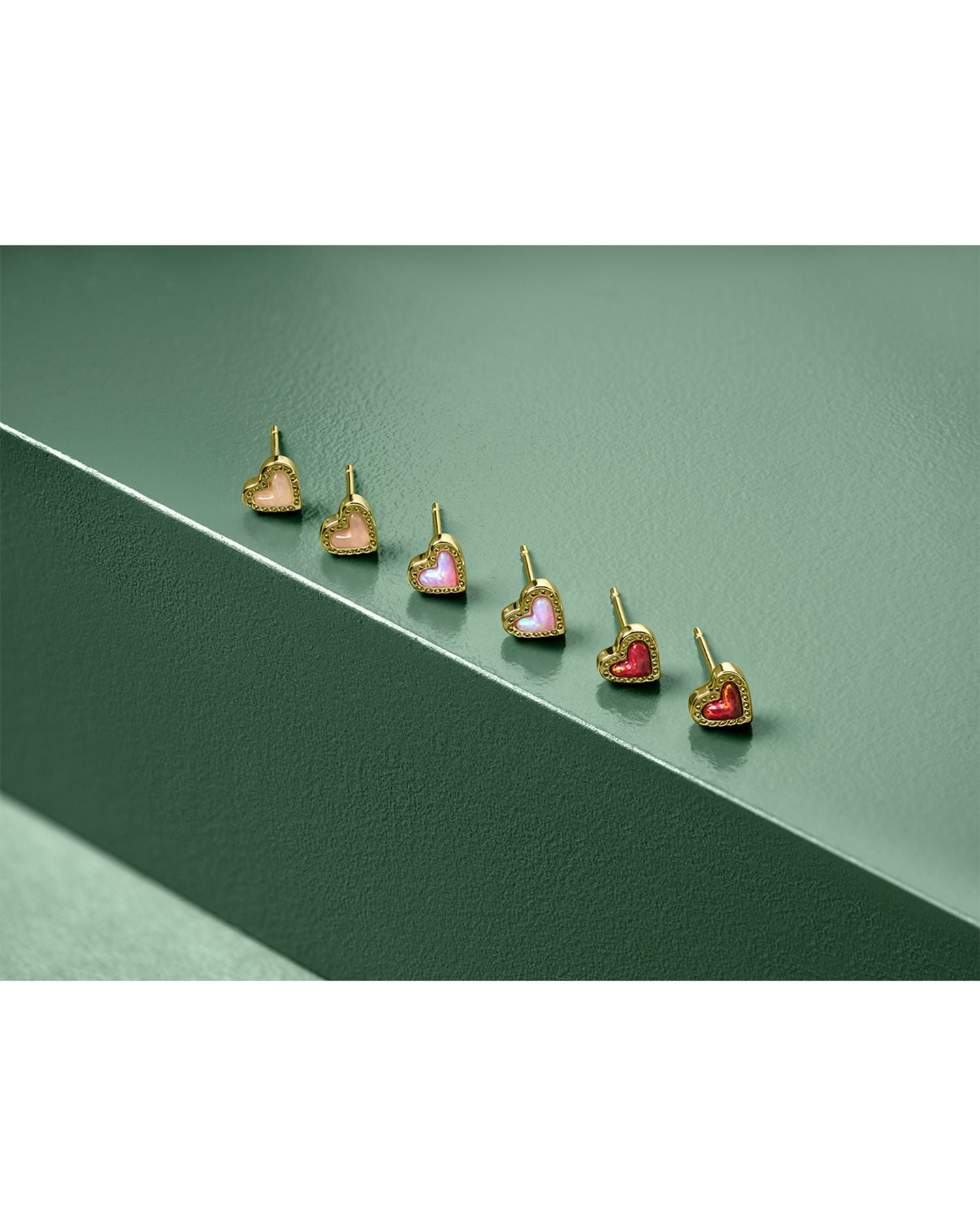 Ari Lab Grown Kyocera Opal Mini Heart Earrings