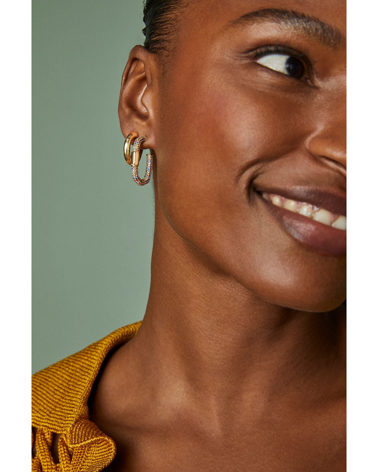 Emery Pavé Oval Hoop Earrings