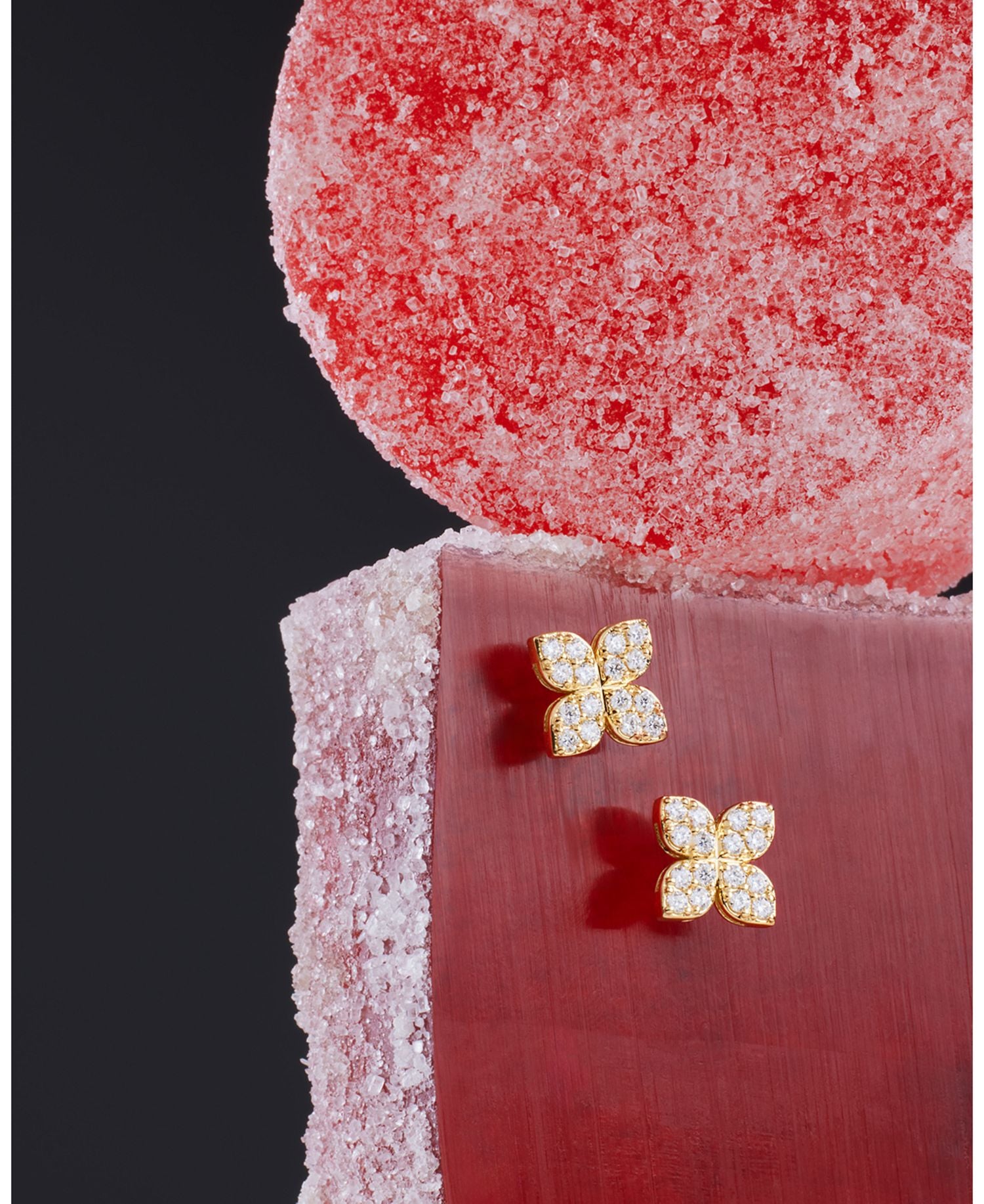 18K Yellow Gold Love in Verona Diamond Flower Stud Earrings