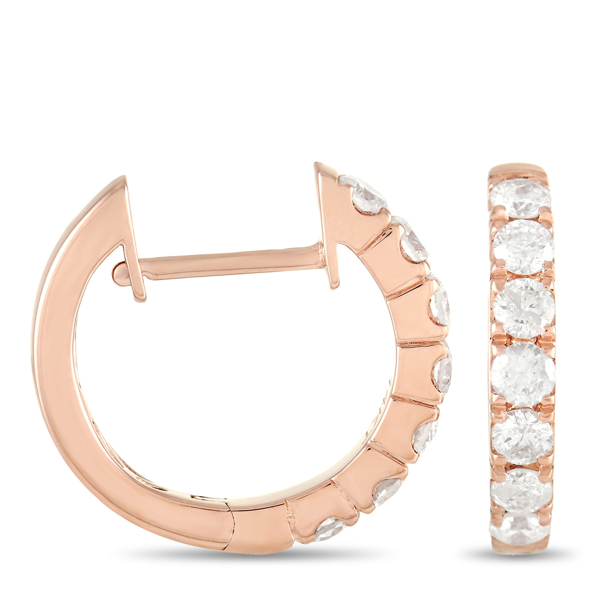 LB Exclusive 14K Rose Gold 0.59ct Diamond Hoop Earrings