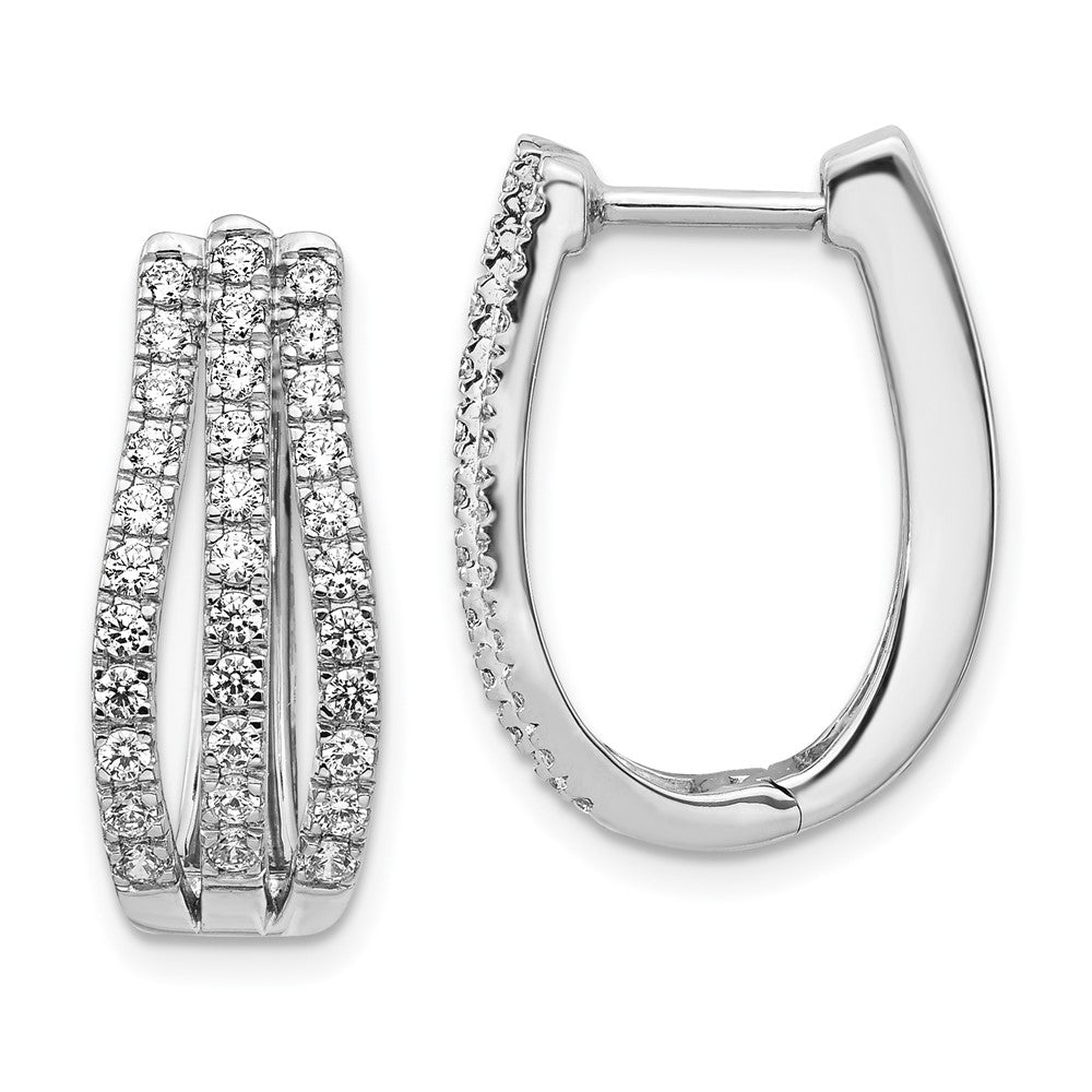 14k White Gold 1 CT Lab Grown Diamond Hinged Hoop Earrings