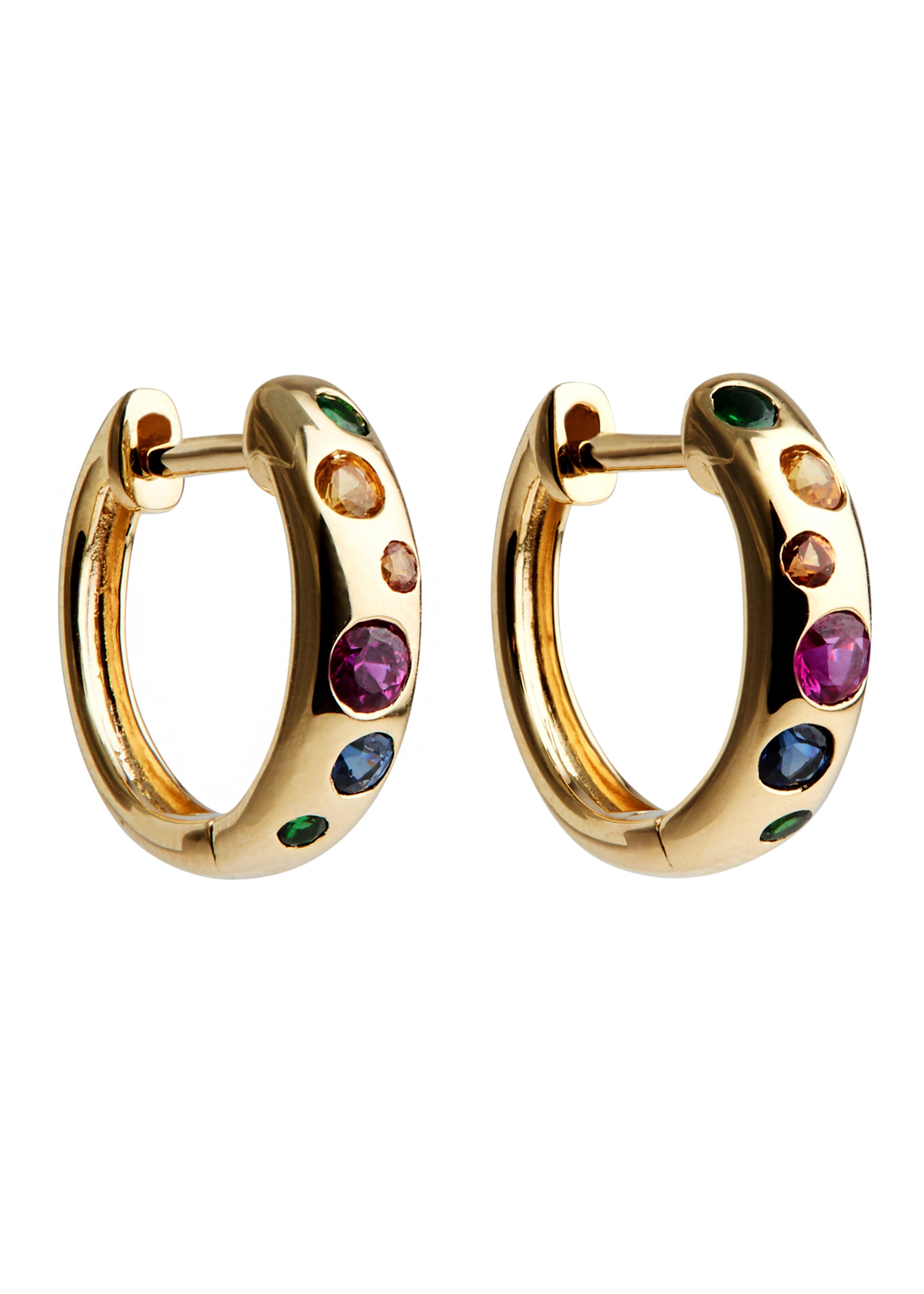 Rainbow 14kt gold hoop earrings