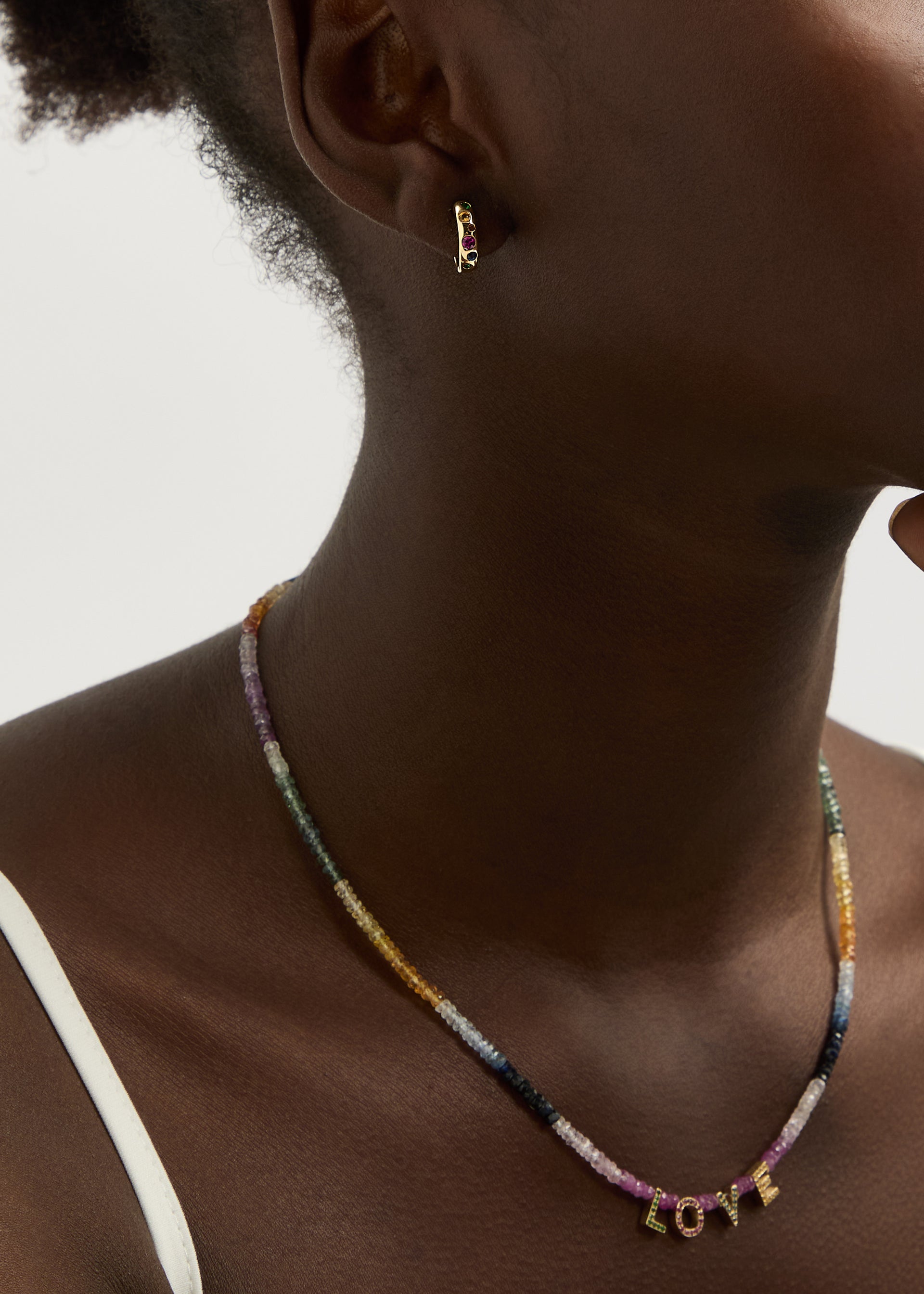 Rainbow 14kt gold hoop earrings