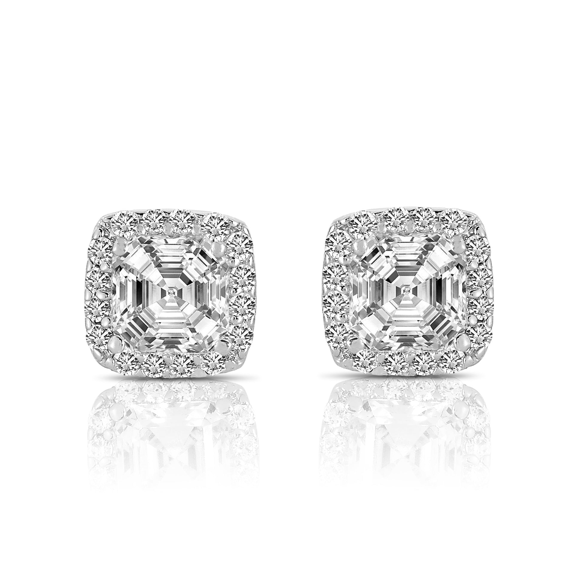 Sterling Silver Rhodium Plated Square Stud Earrings
