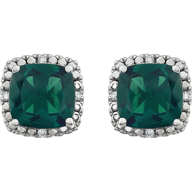0.06Ct Emerald-Cut Lab-grown and Natural Diamond Earrings in 14K White Gold