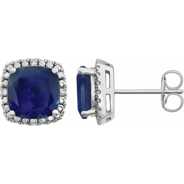 0.06Ct Lab-grown and Natural Diamond Earrings in 14K White Gold