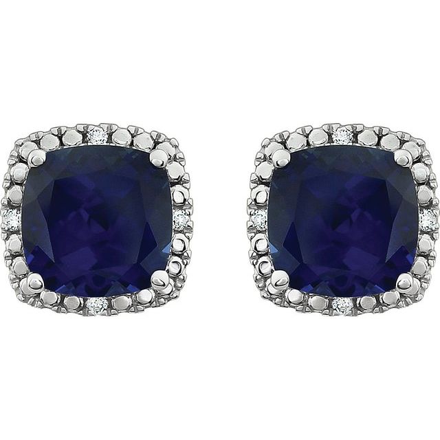 0.06Ct Lab-grown and Natural Diamond Earrings in 14K White Gold