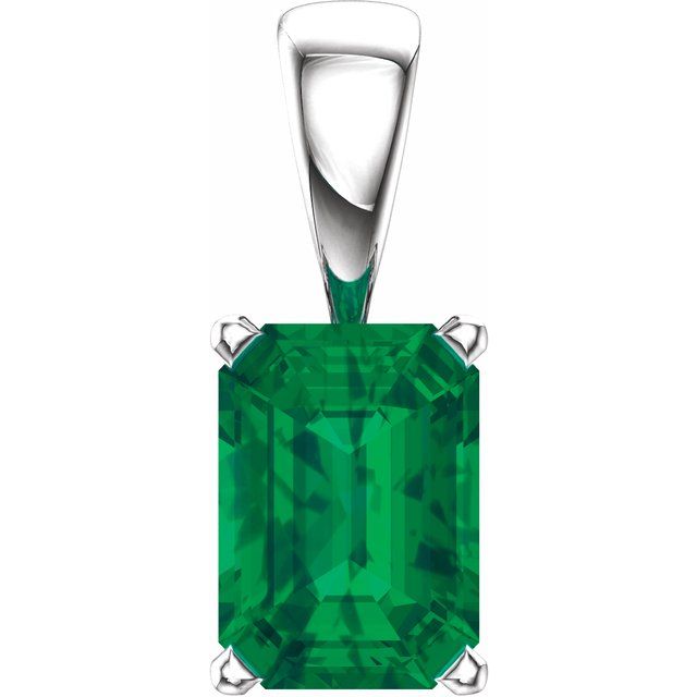 Emerald-Cut Lab-grown Diamond Pendant in 14K White Gold