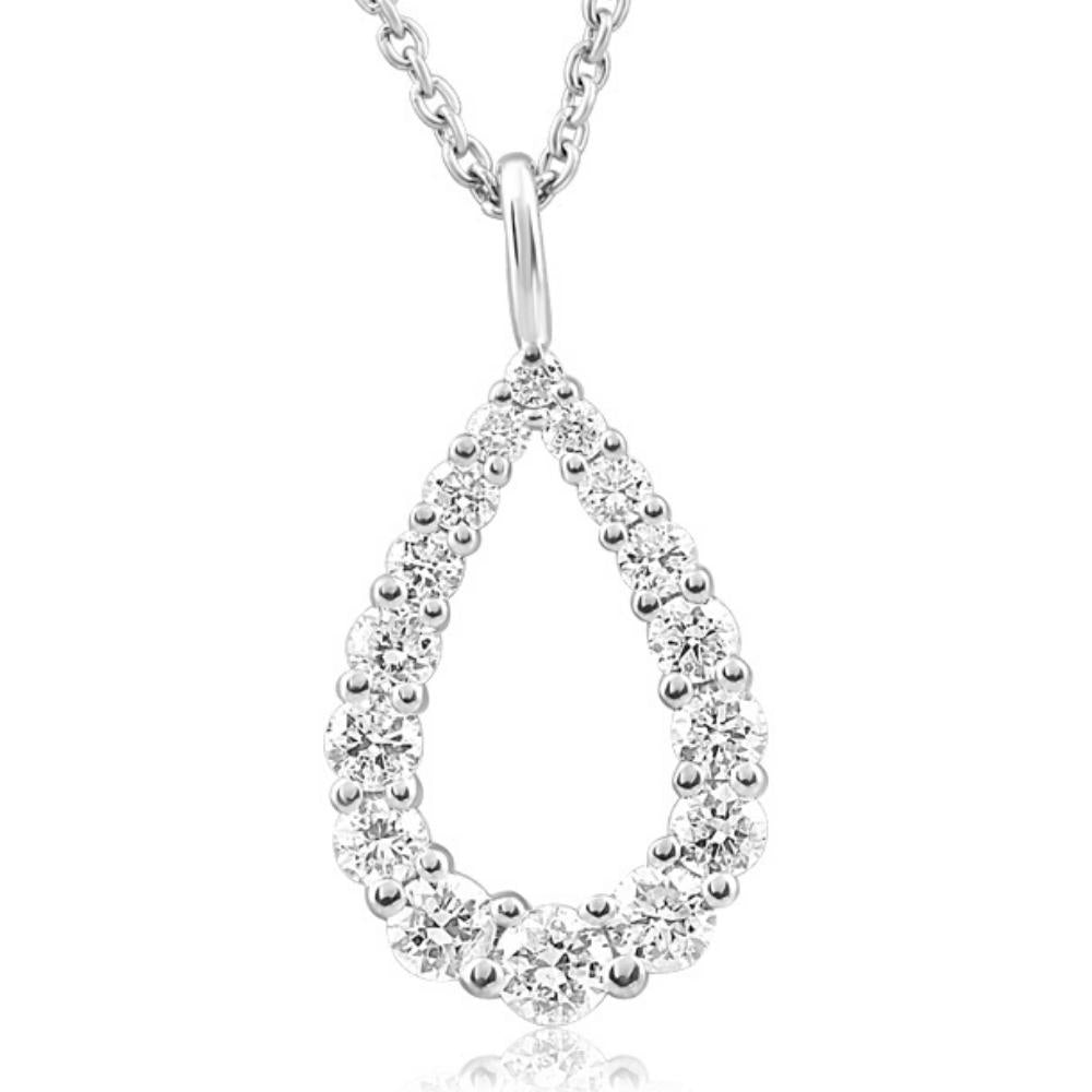 1/2 CT Pear Shaped Lab Grown Diamond Pendant 10k White or Yellow Gold Necklace