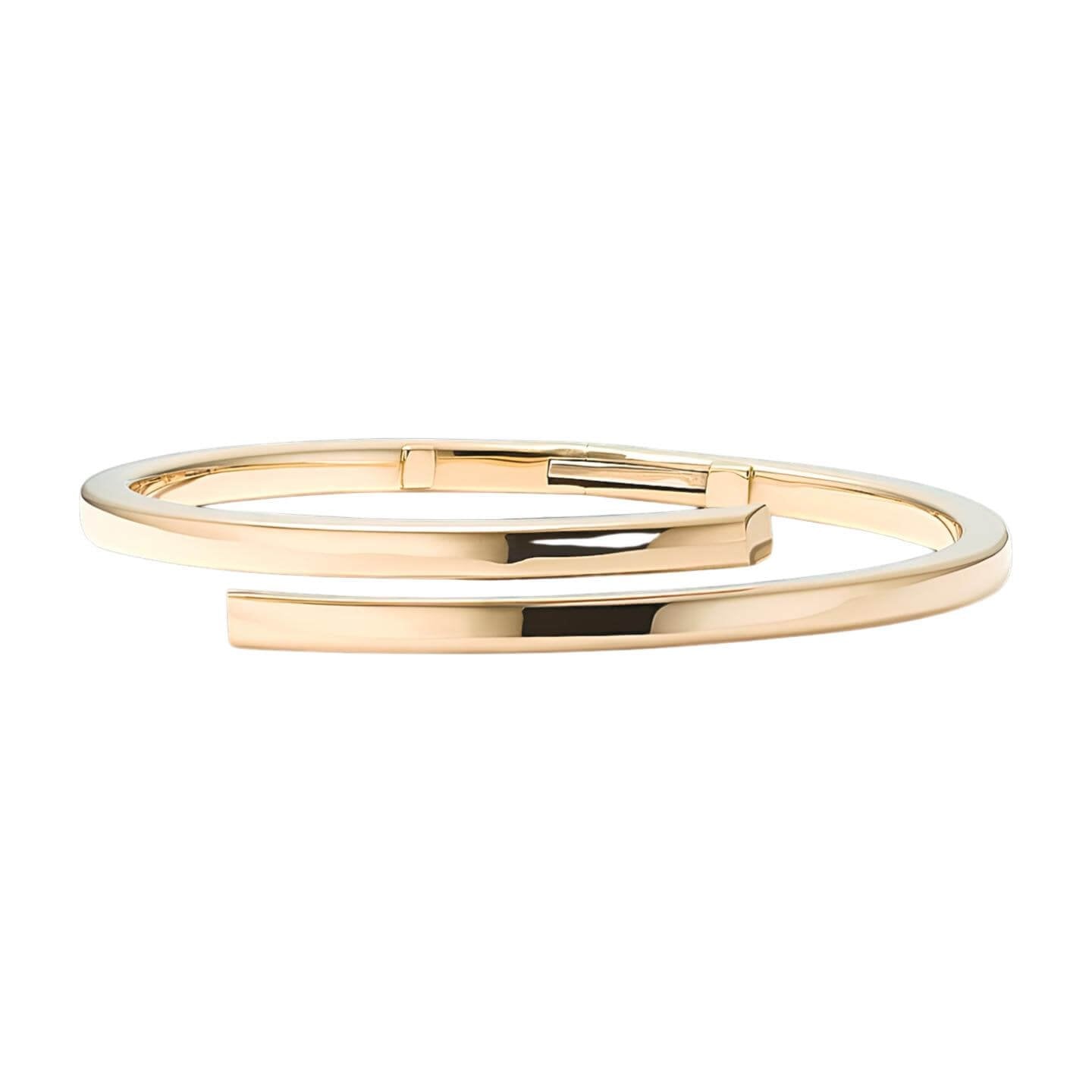 14K Yellow Gold Bypass Bangle Bracelet -  - Aureus Boutique