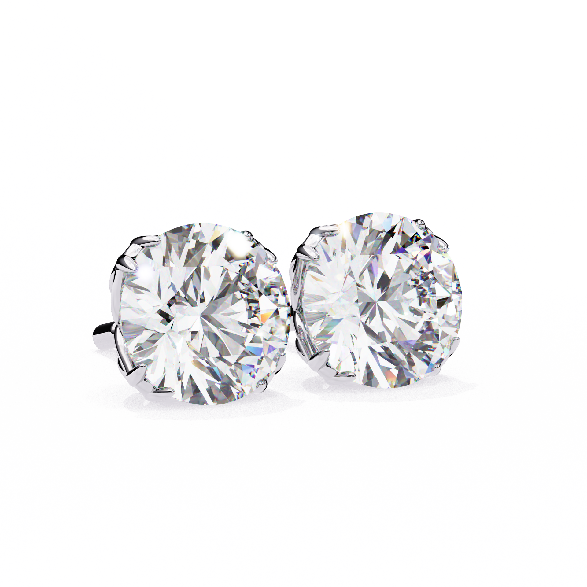 Round-Cut Lab-grown Diamond Vintage Studs in 10K White Gold