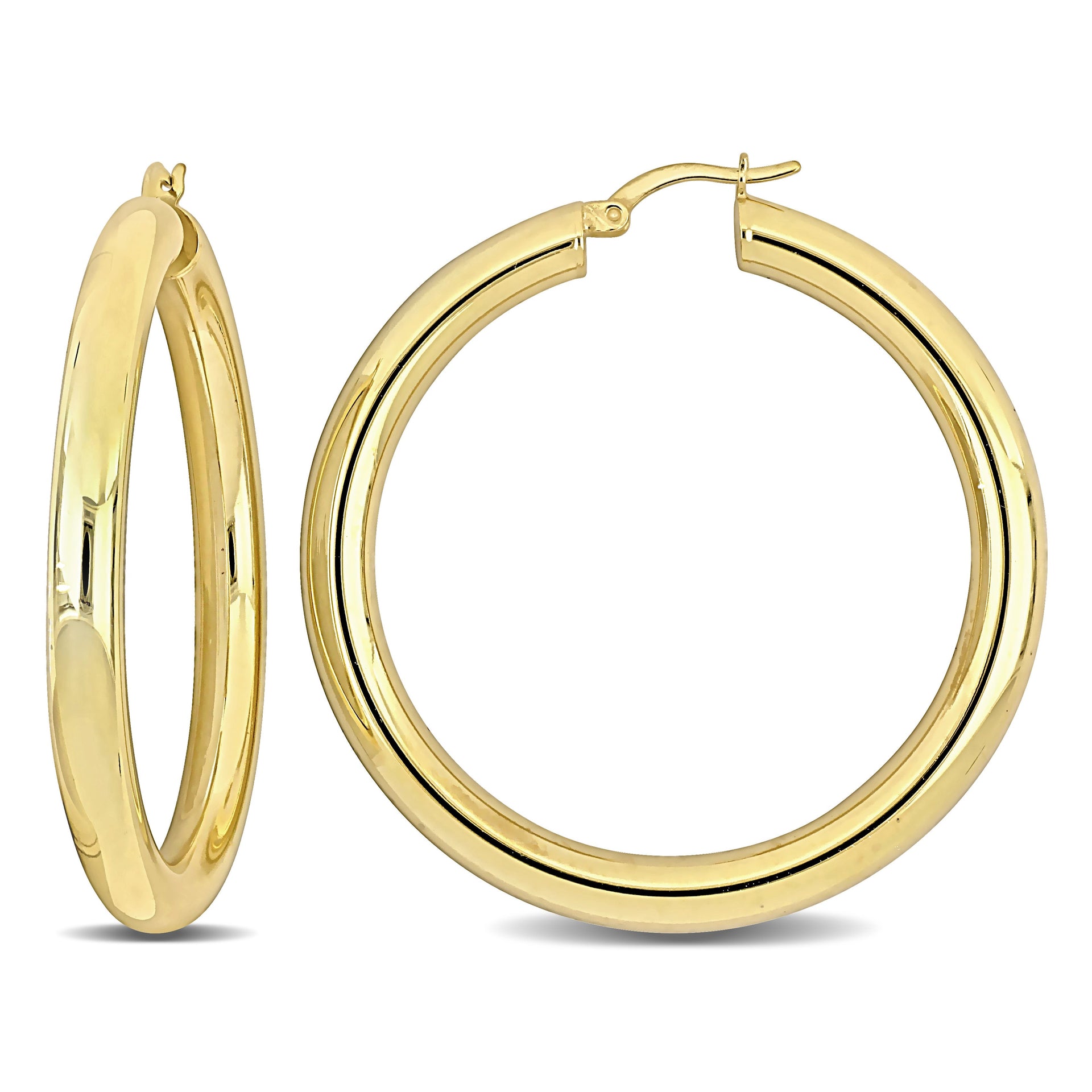 Mimi & Max 50x5mm Hoop Earrings in Yellow Plated Silver
