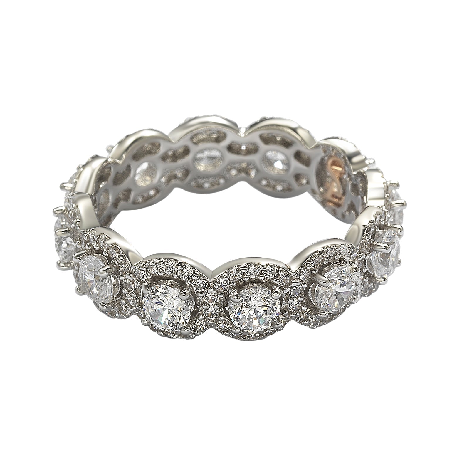 Suzy Levian Sterling Silver Round White Cubic Zirconia Eternity Band