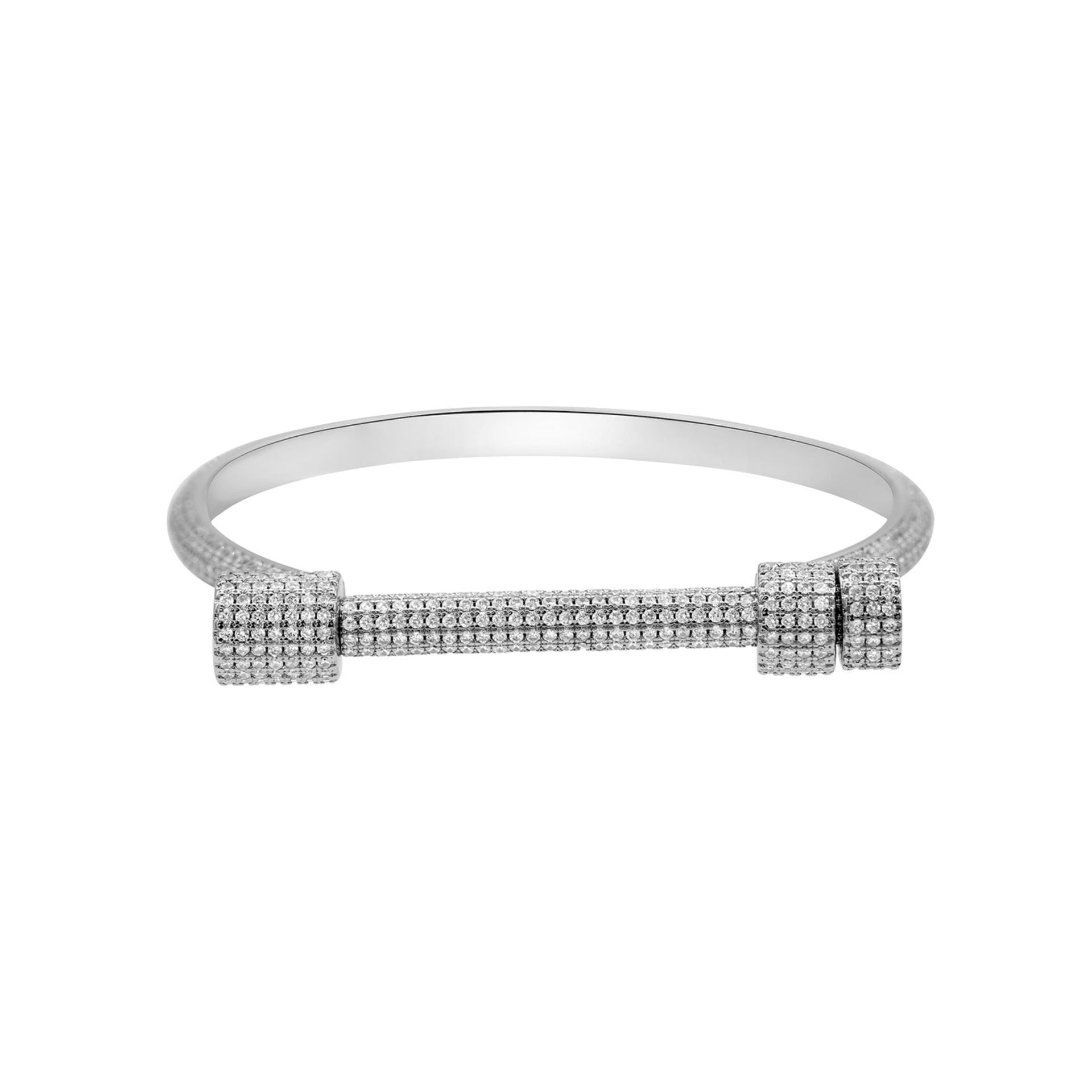 Silver Plated Crystal Screw Cuff Bracelet