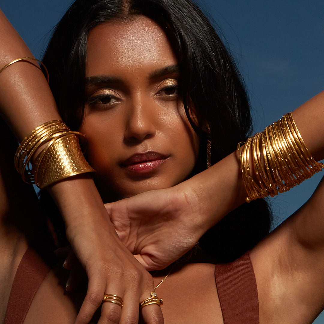 Gold Large Bangle Bracelet Cuff - Something Special