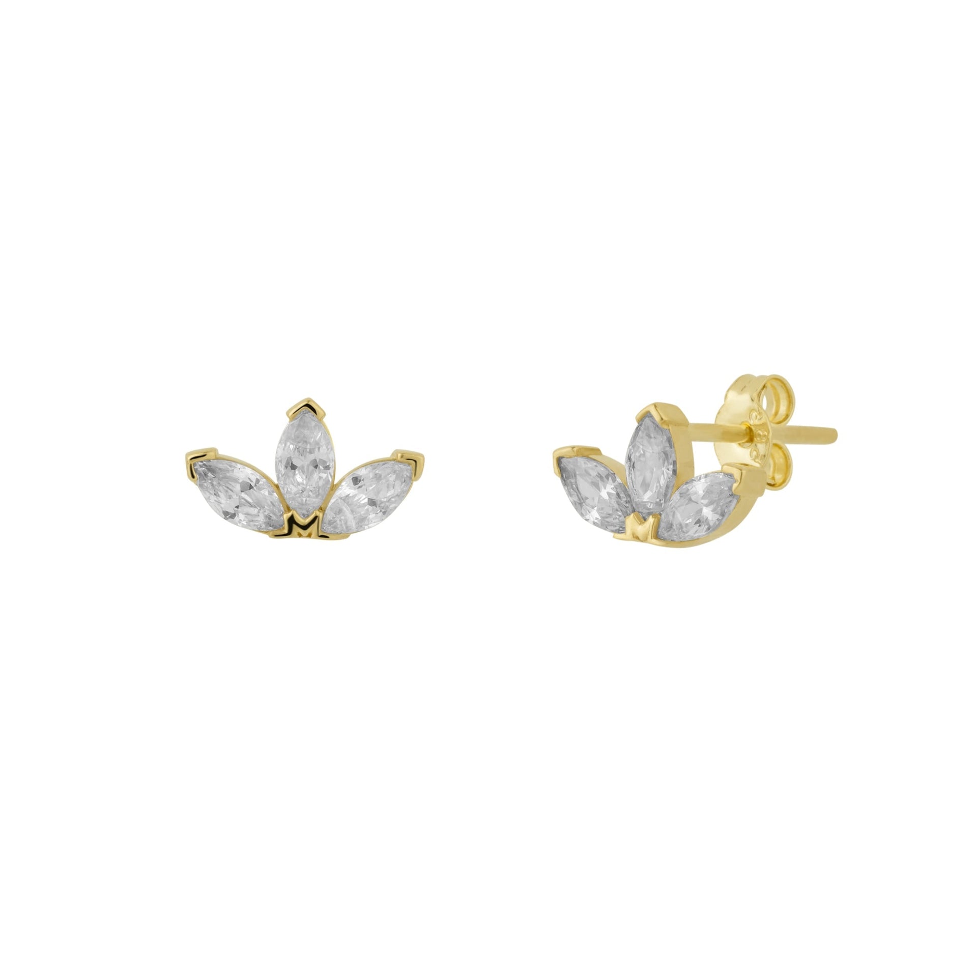 14Ct Solid Gold Crown Earrings