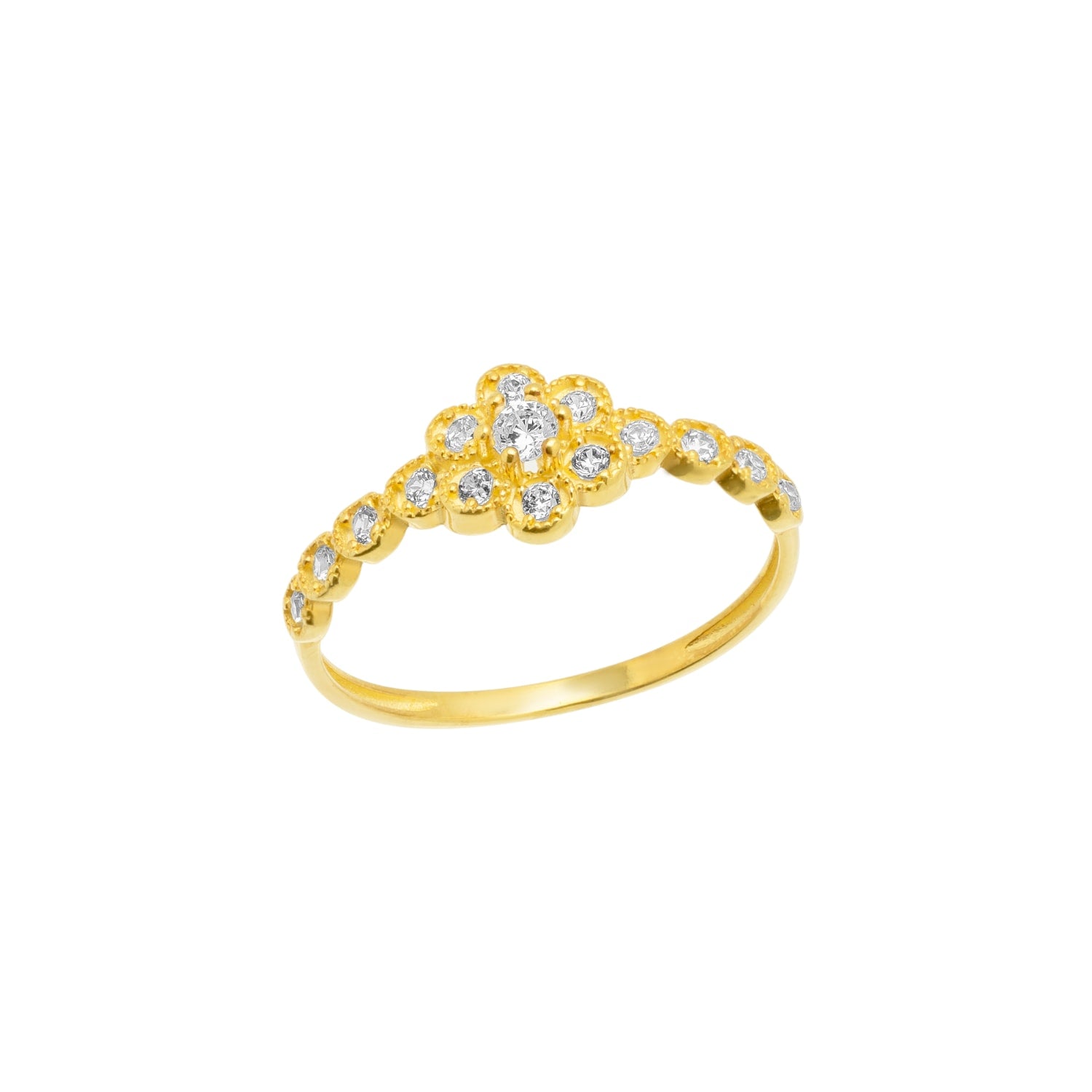 14Ct Solid Gold Fine Daisy Flower Ring