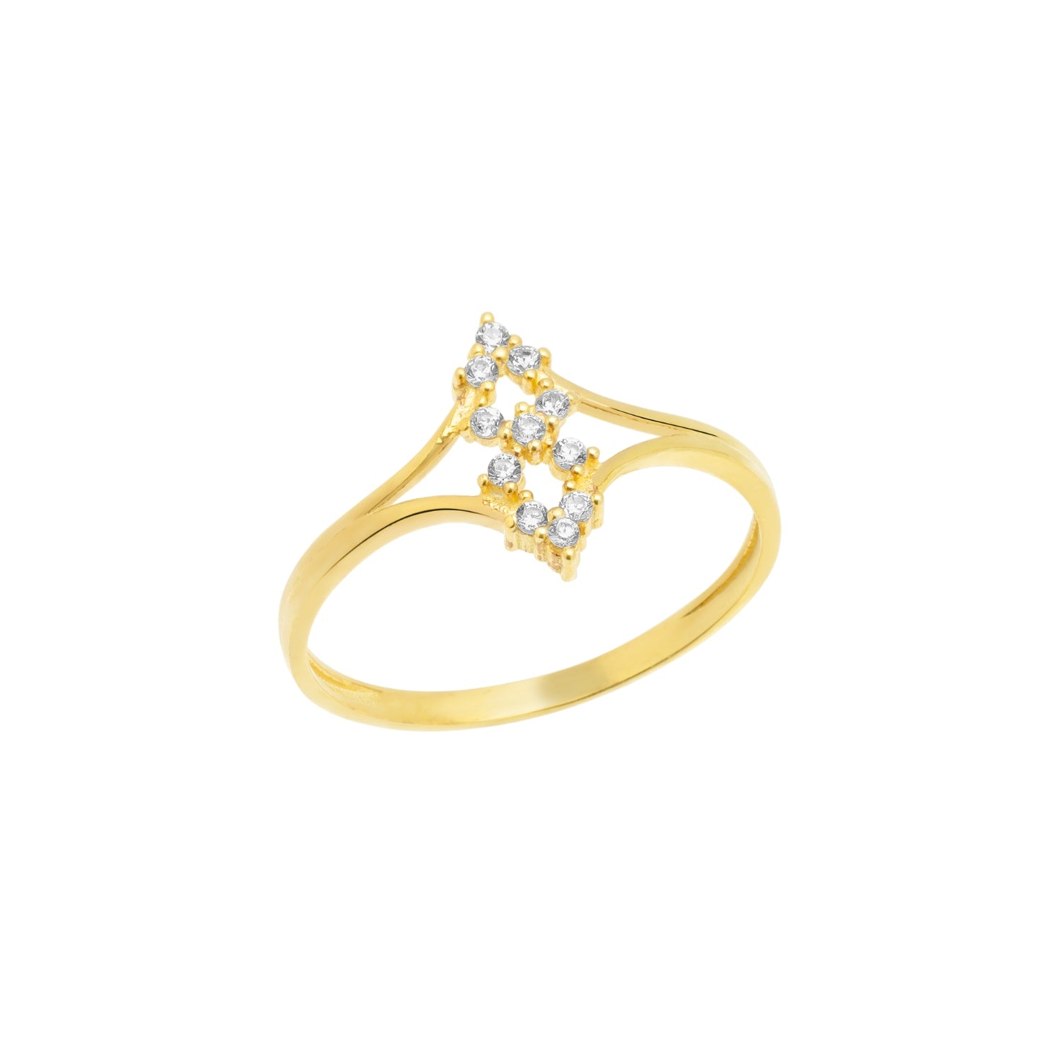 14Ct Solid Gold Double Row Cluster Ring