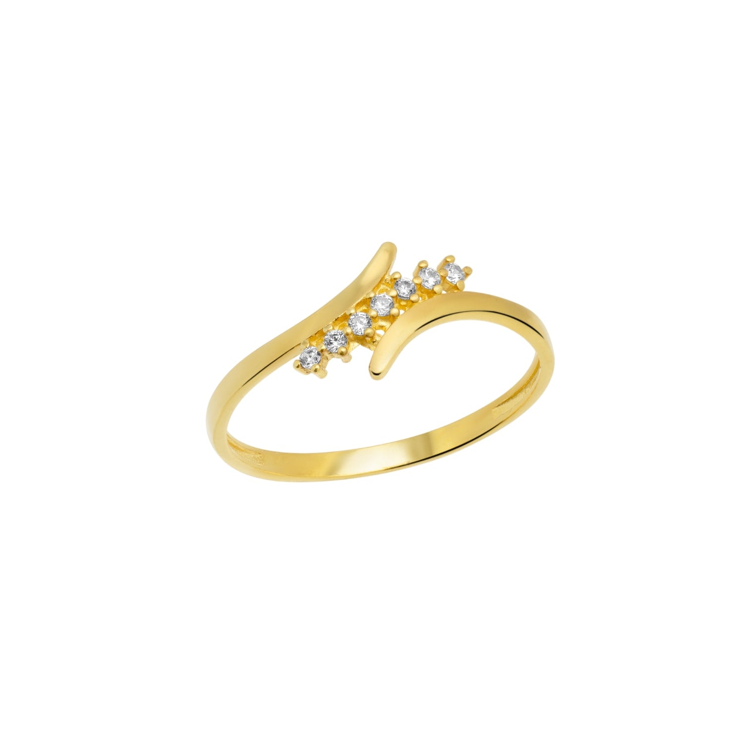 14Ct Solid Gold Fine Curving Intercepting Ring