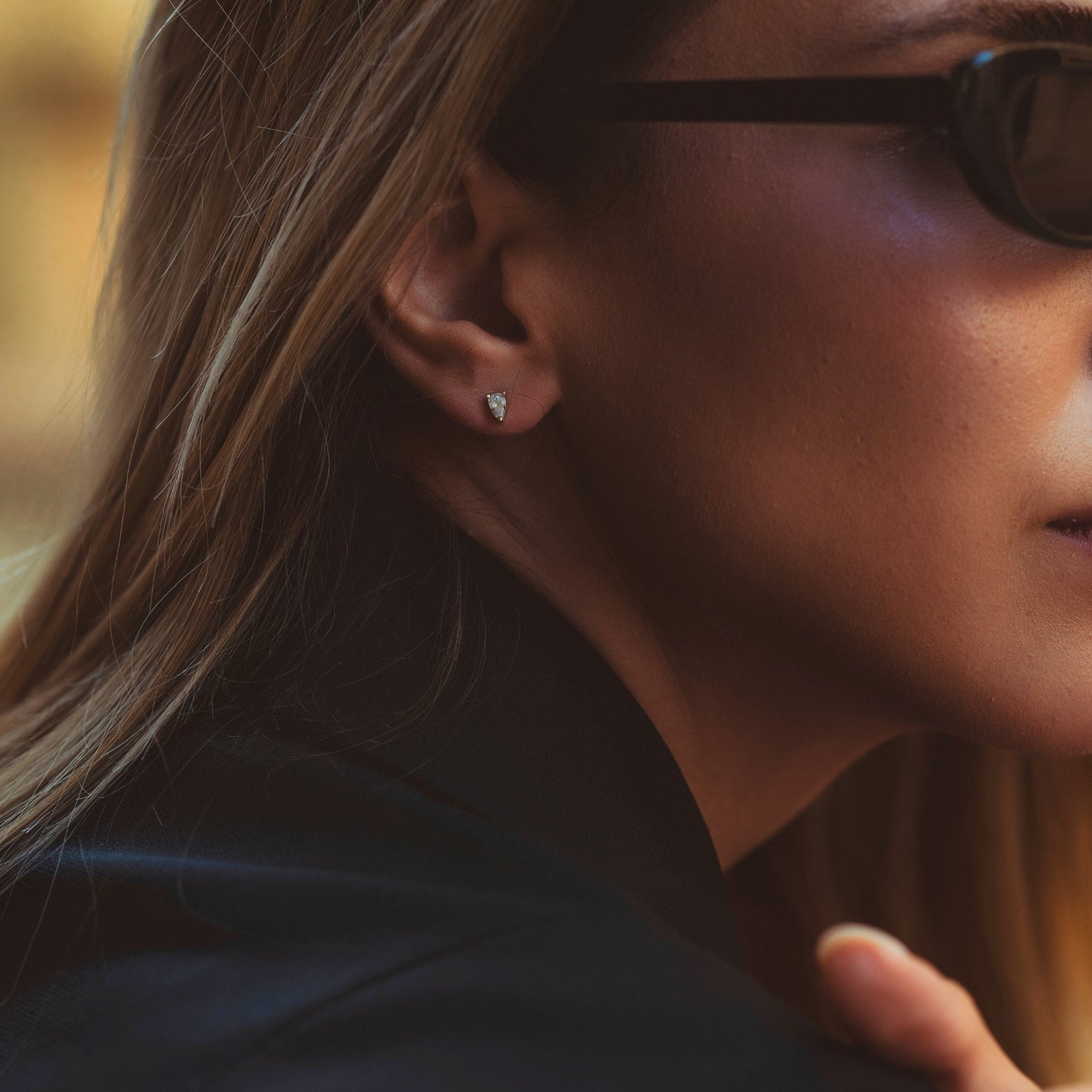 14Ct Solid Gold Handcrafted Pear Stud Single Earring