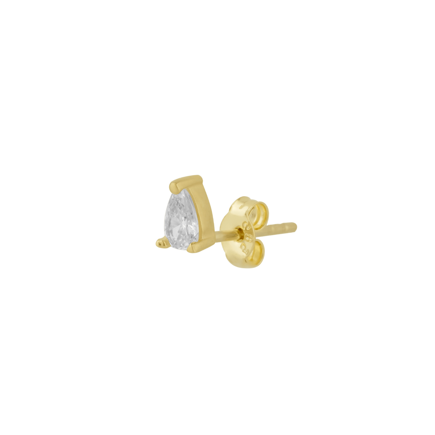 14Ct Solid Gold Handcrafted Pear Stud Single Earring