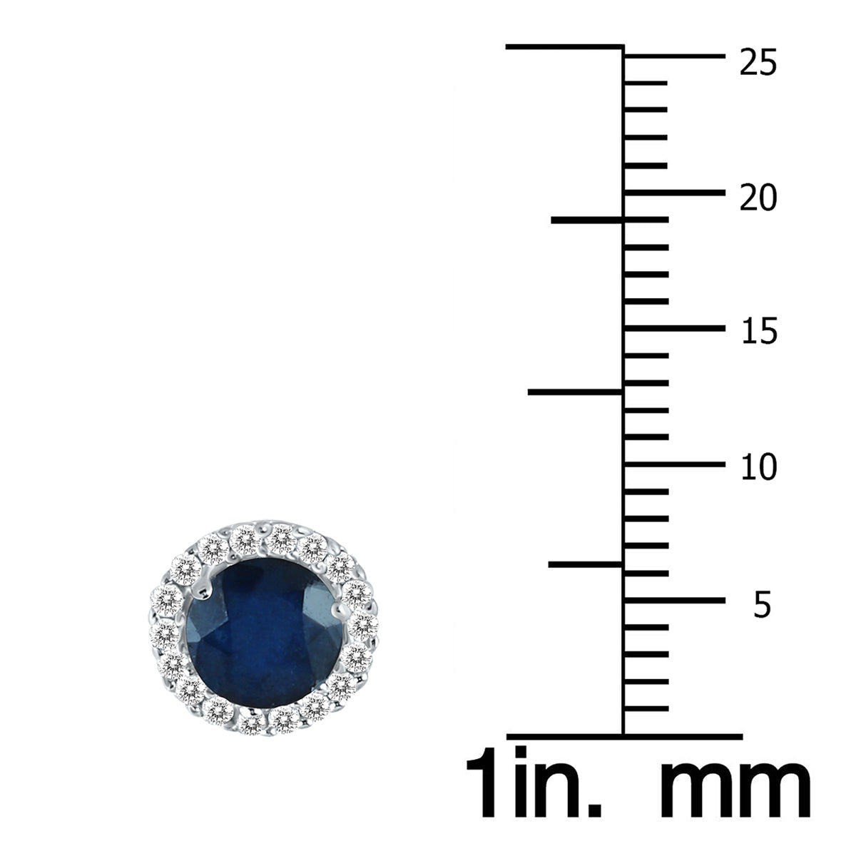 5mm Sapphire And Genuine Diamond Stud Earrings In 14K White Gold