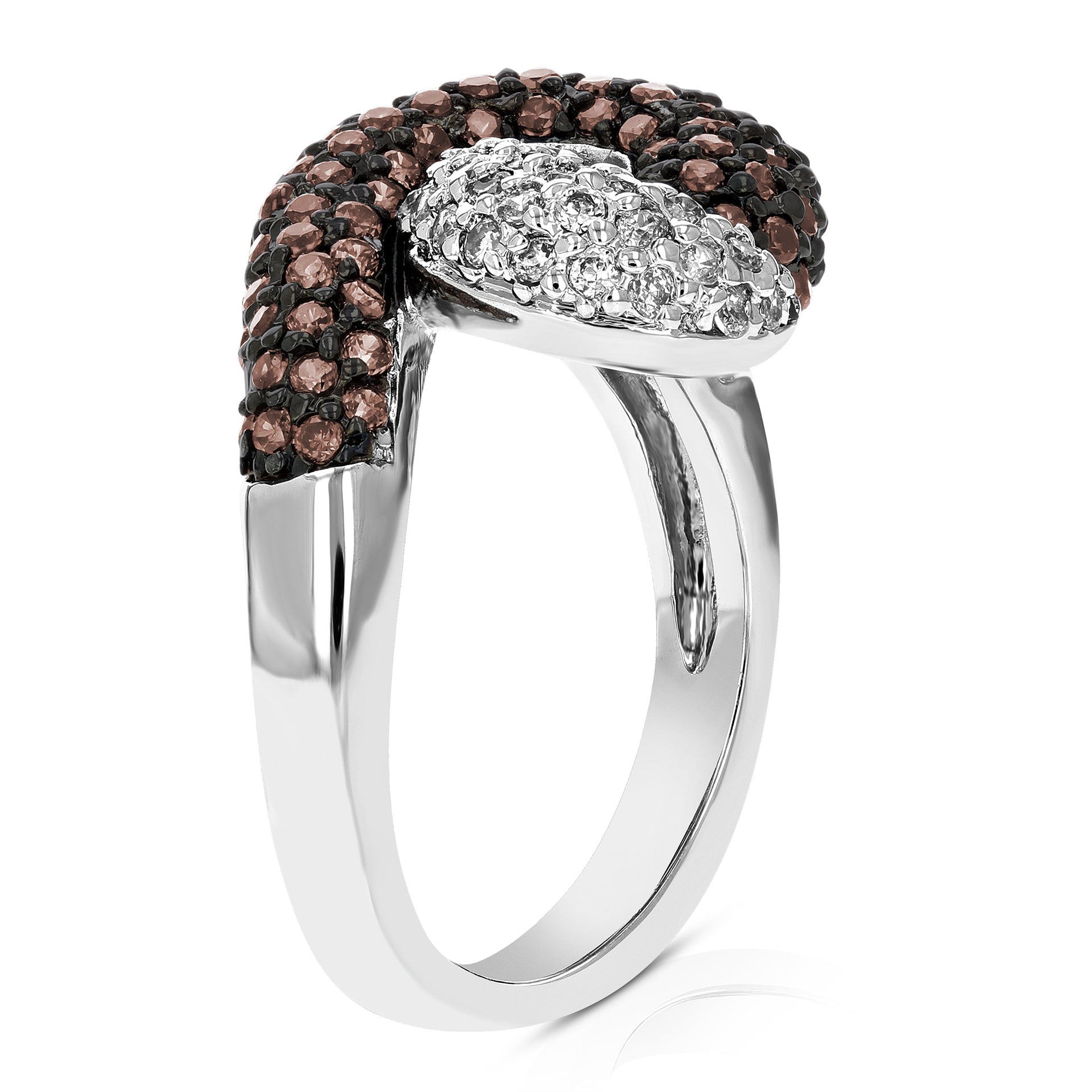 Sterling Silver Champagne Diamond Engagement Ring (1.80 CT)
