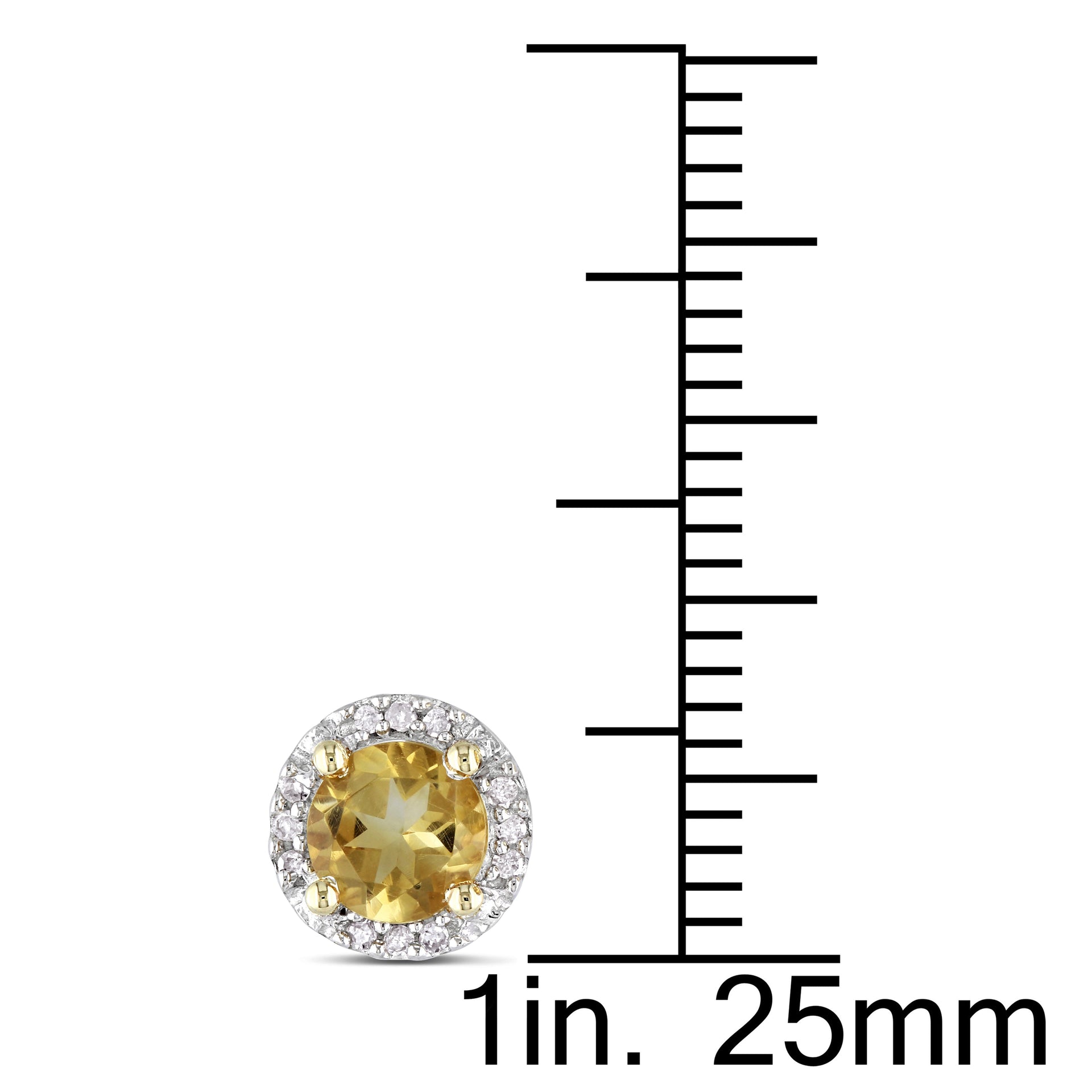 7/8 CT TGW Citrine Halo Earrings with Diamonds in 10k Yellow Gold