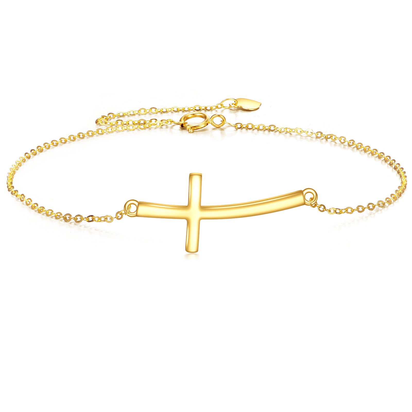 14K Gold Cross Charm Bracelet