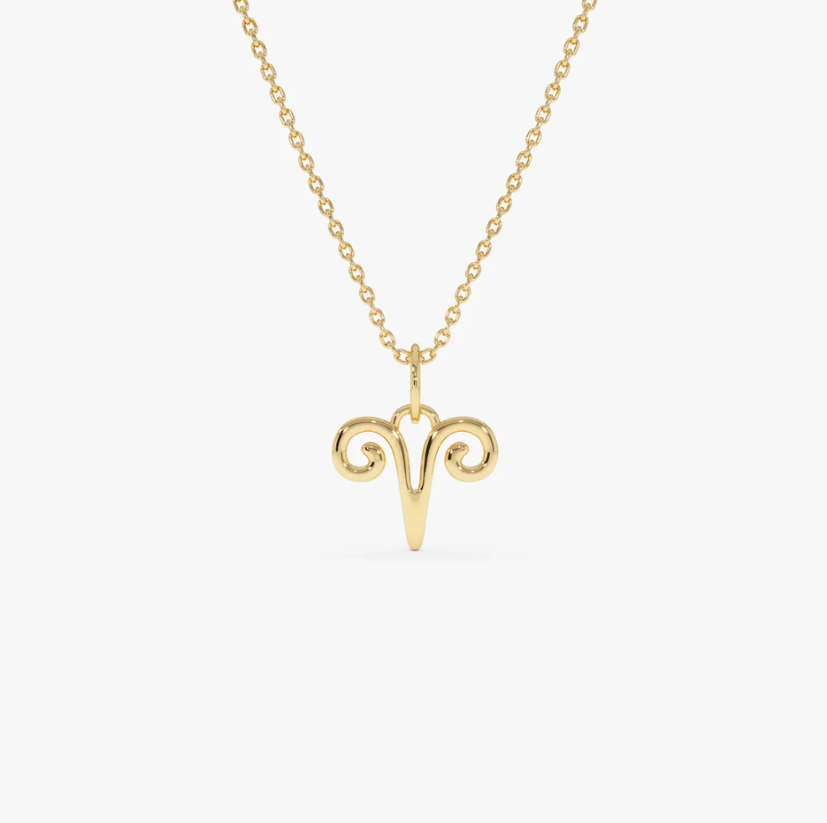 14K Aries Zodiac Charm Necklace